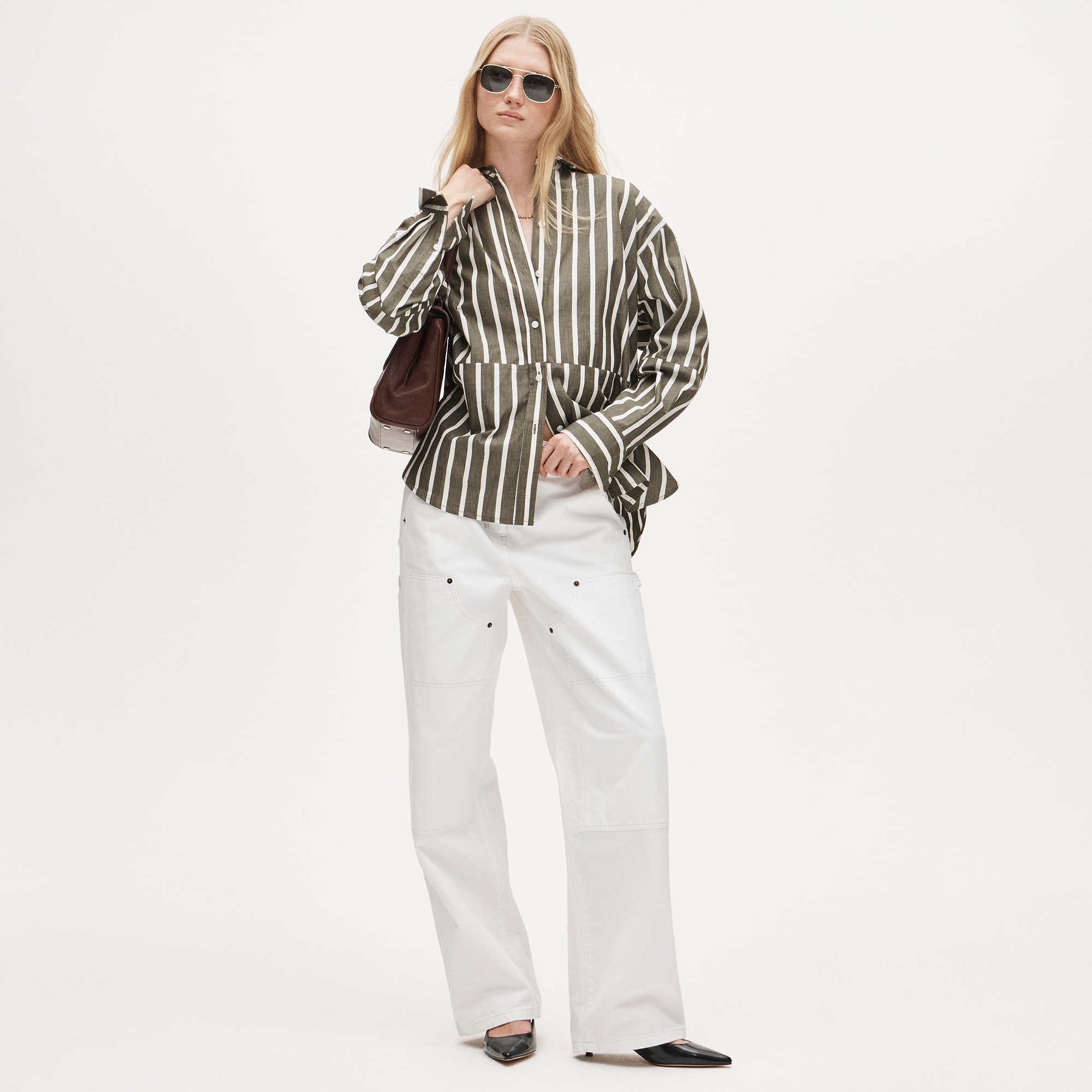 &Eacute;tienne oversized shirt in offset-stripe cotton poplin - image 3