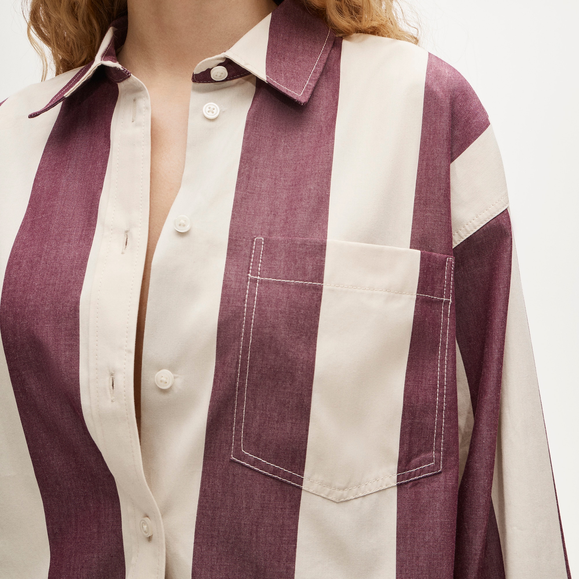 &Eacute;tienne oversized shirt in striped cotton poplin - image 4