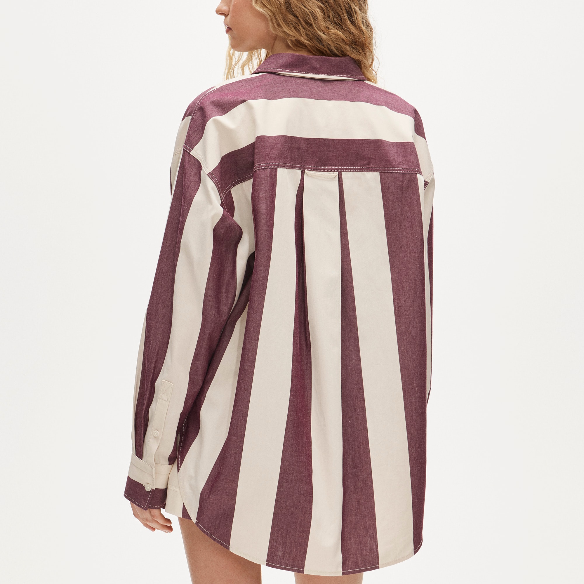 &Eacute;tienne oversized shirt in striped cotton poplin - image 5