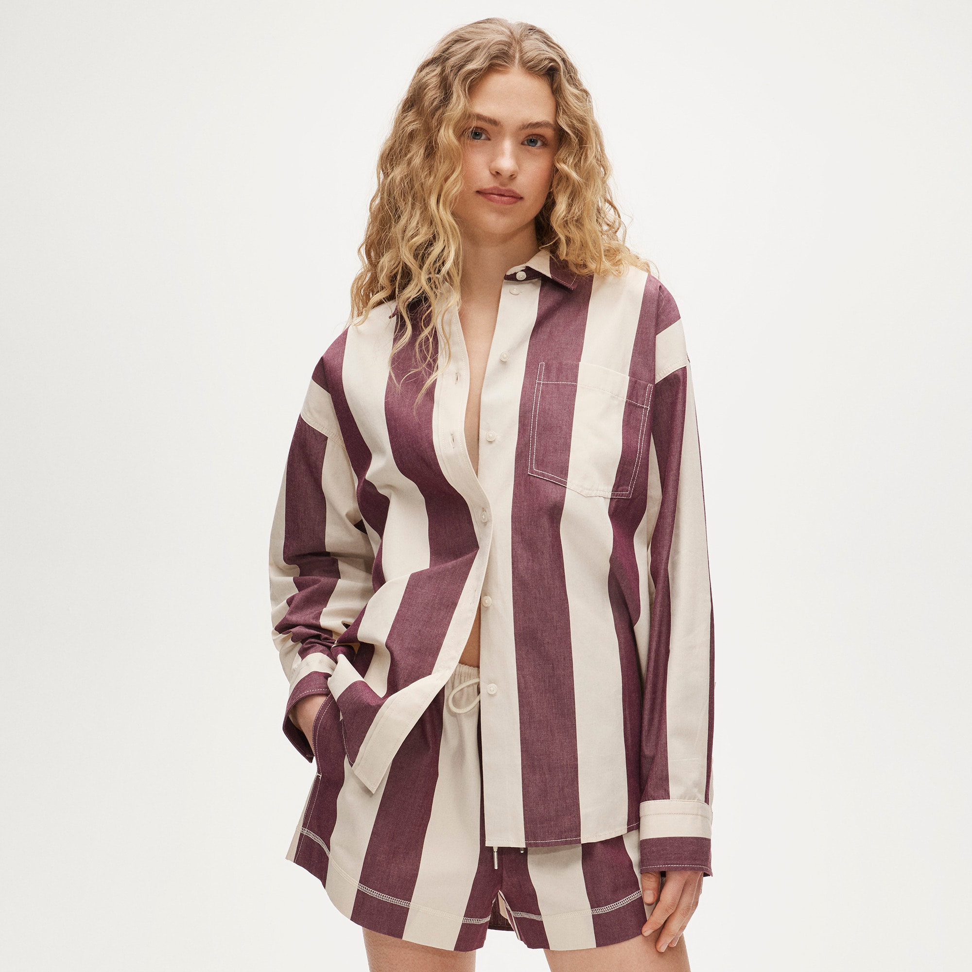 &Eacute;tienne oversized shirt in striped cotton poplin - image 2