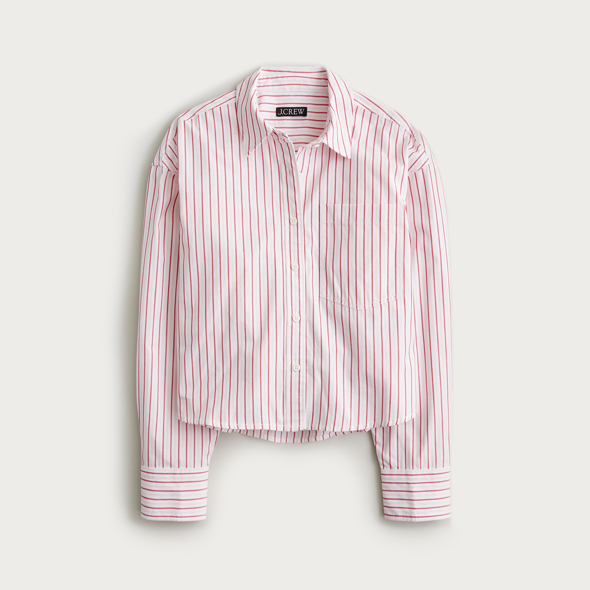 Étienne cropped button-up shirt in striped cotton poplin