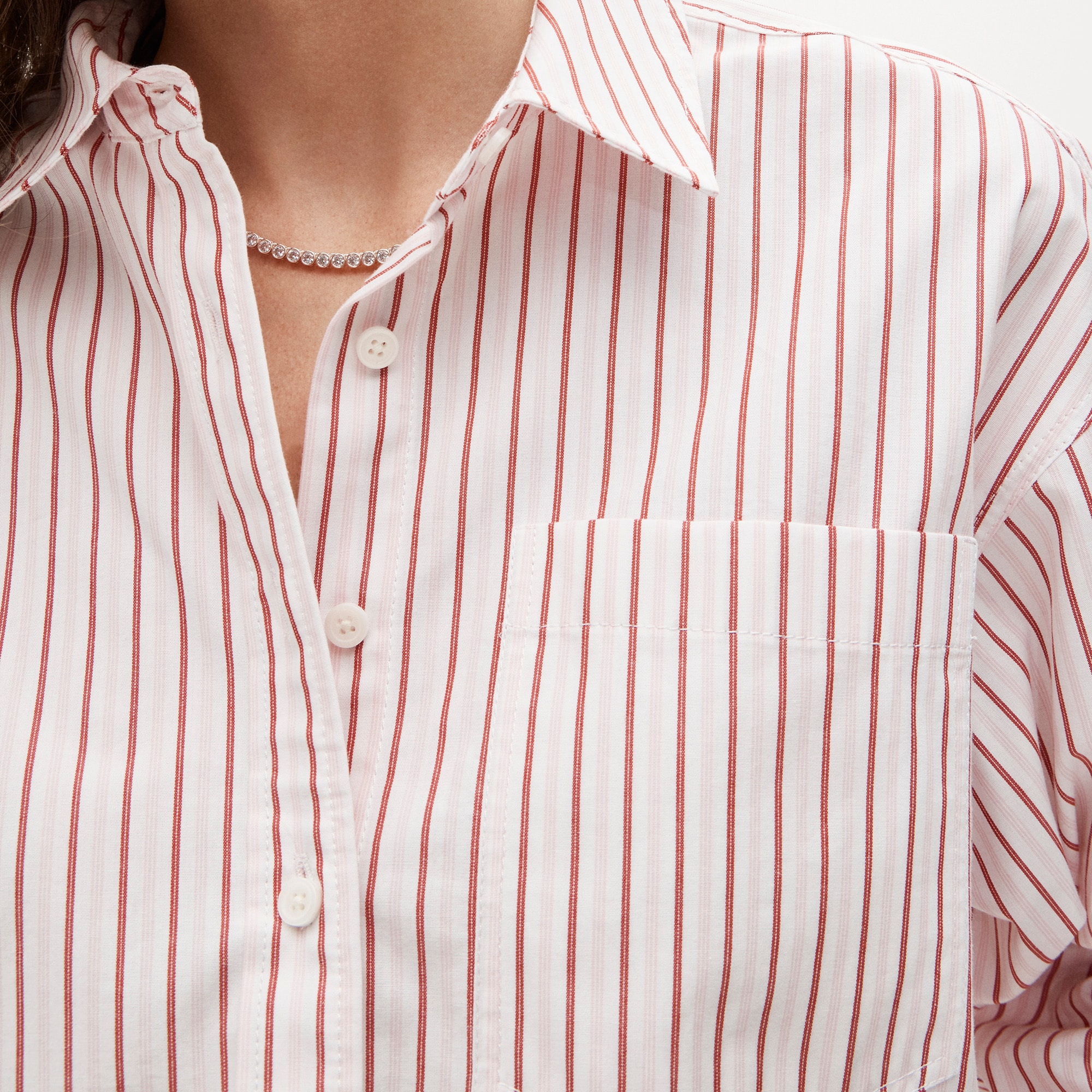 Étienne cropped button-up shirt in striped cotton poplin