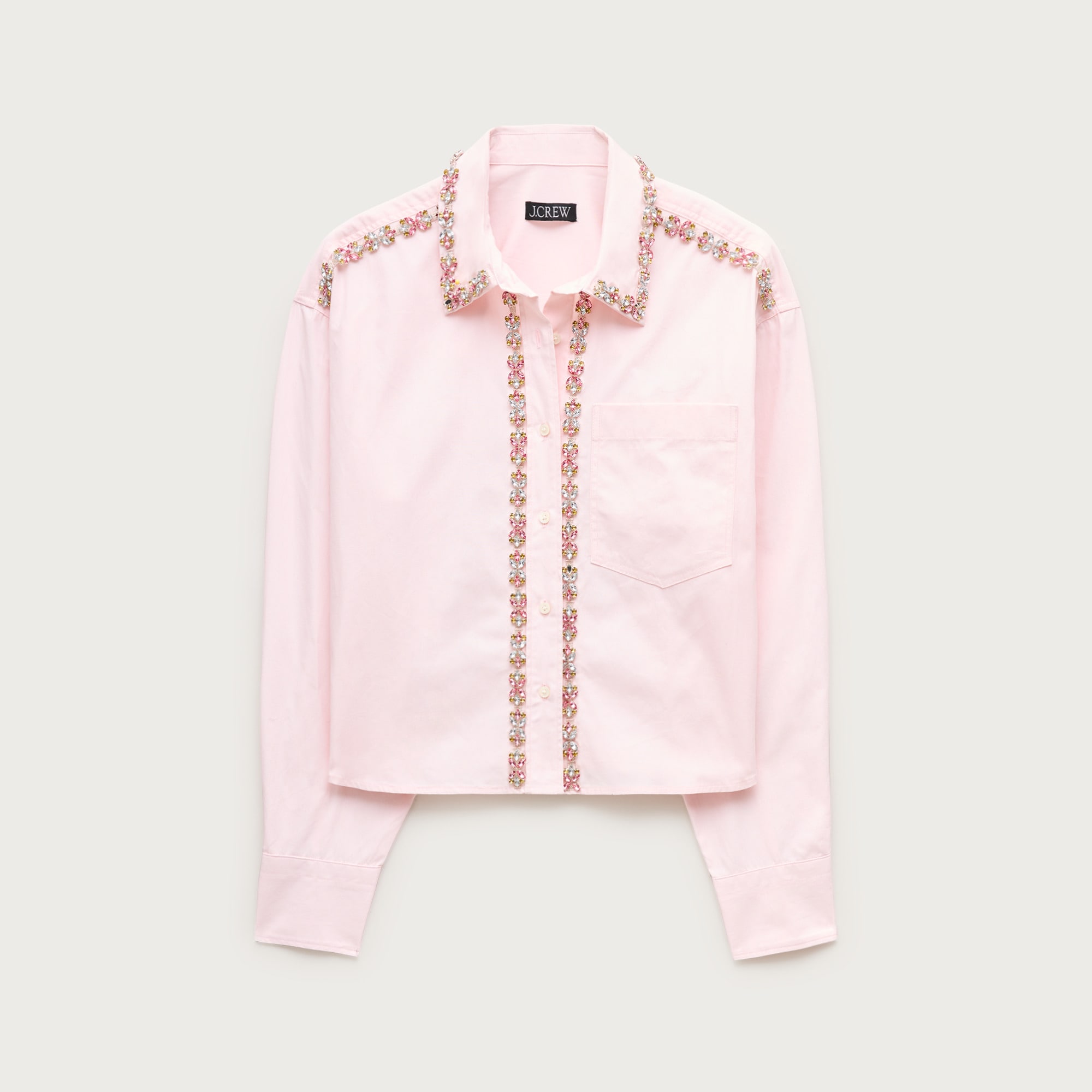 Étienne cropped button-up shirt in embellished cotton poplin from J.Crew - $178