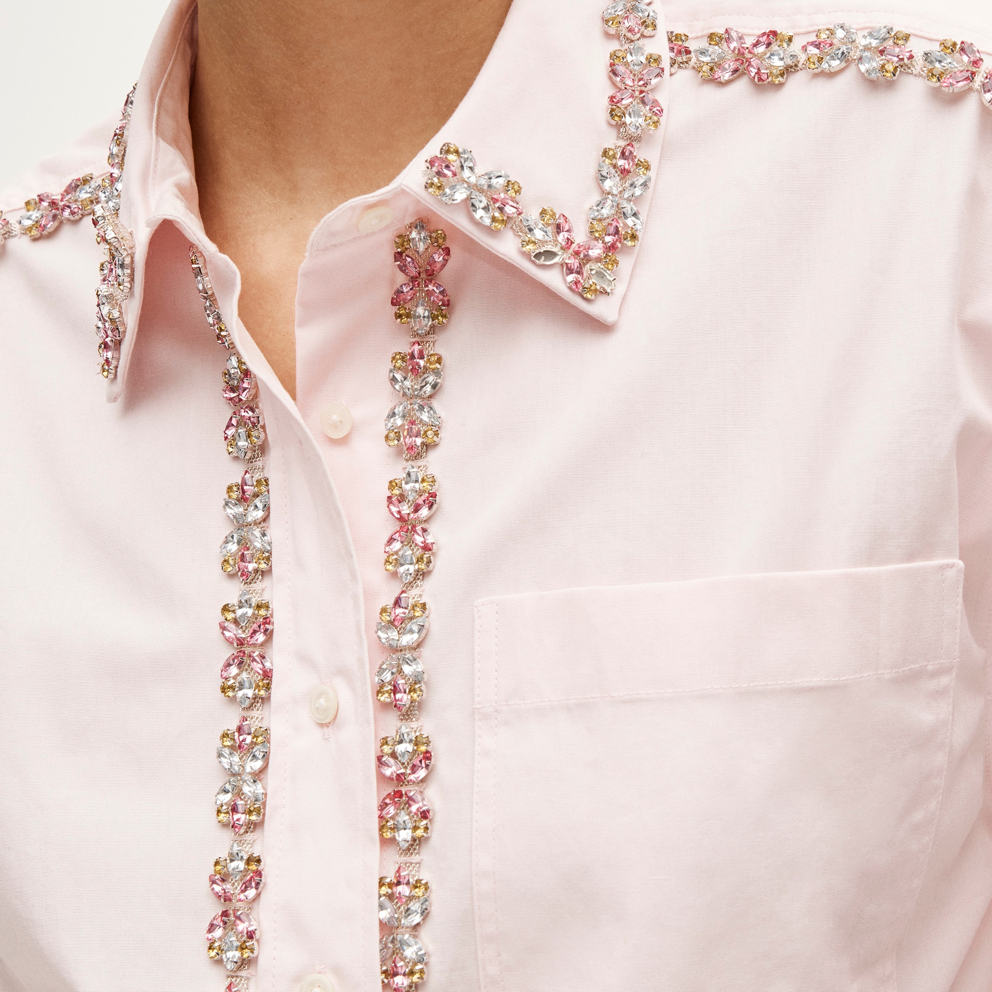 Étienne cropped button-up shirt in embellished cotton poplin