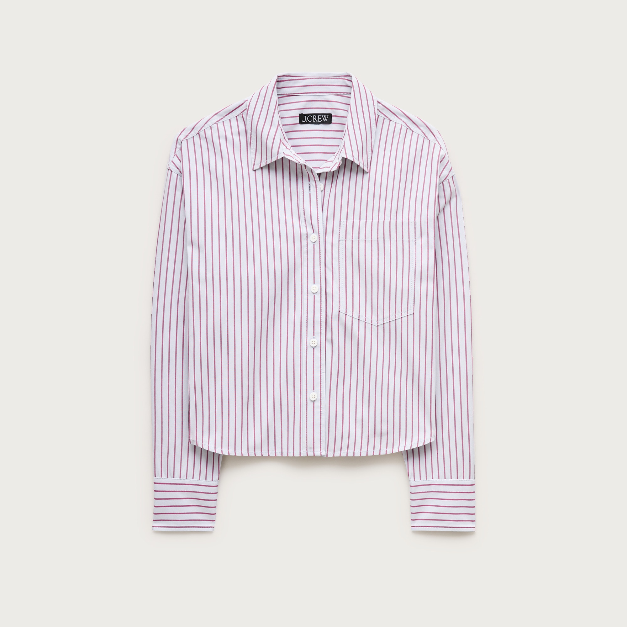 Étienne cropped button-up shirt in striped cotton poplin
