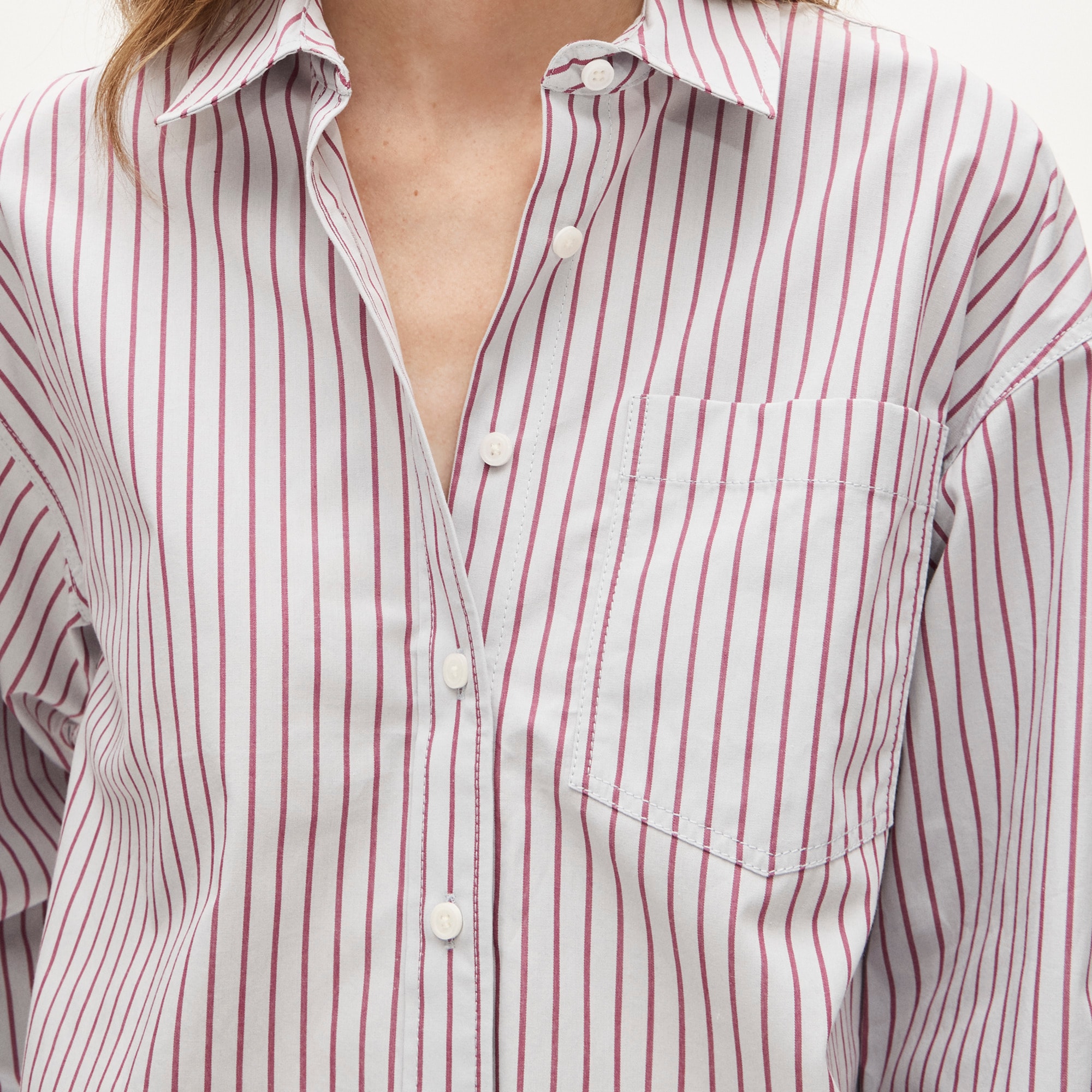 Étienne cropped button-up shirt in striped cotton poplin