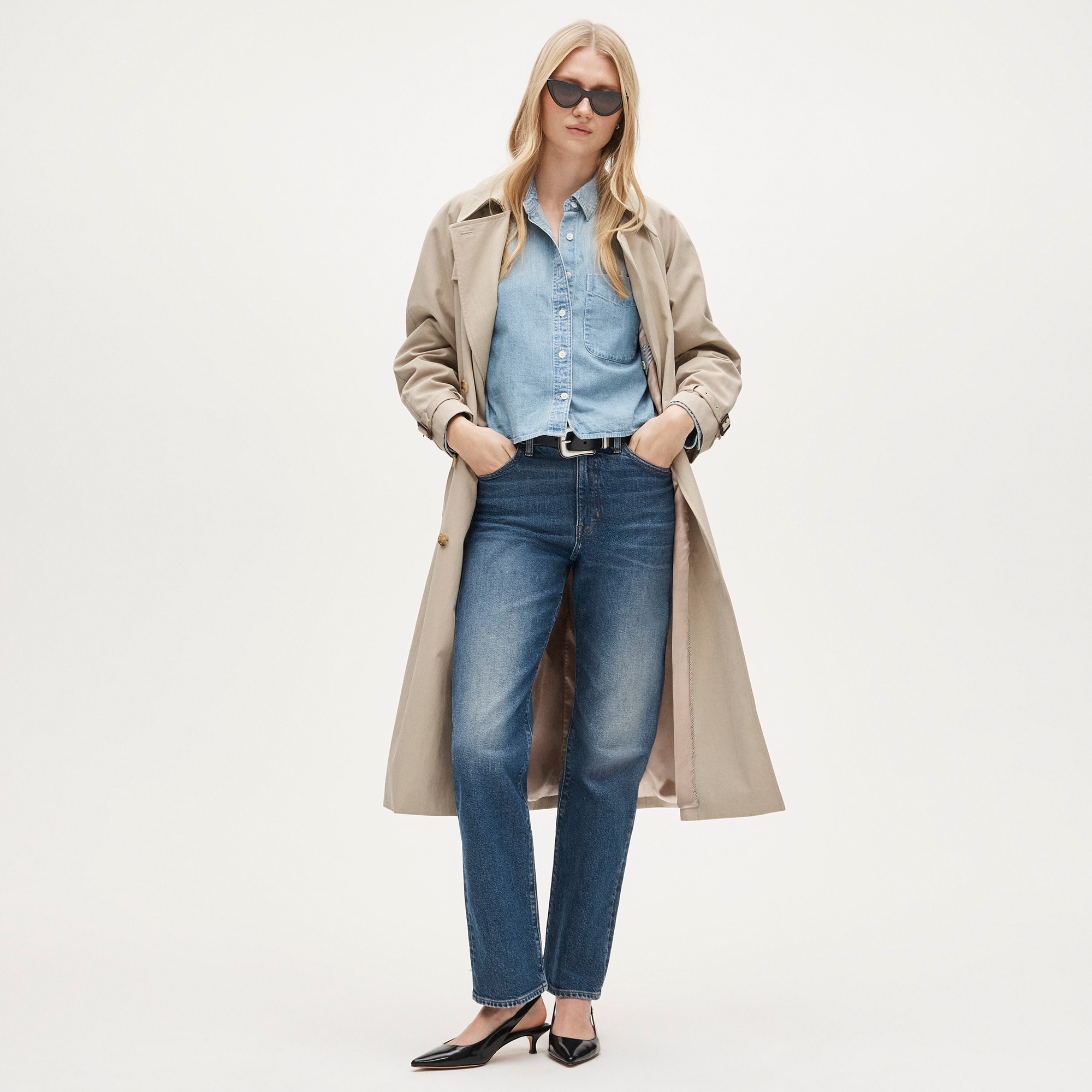 &Eacute;tienne cropped button-up shirt in chambray - image 3