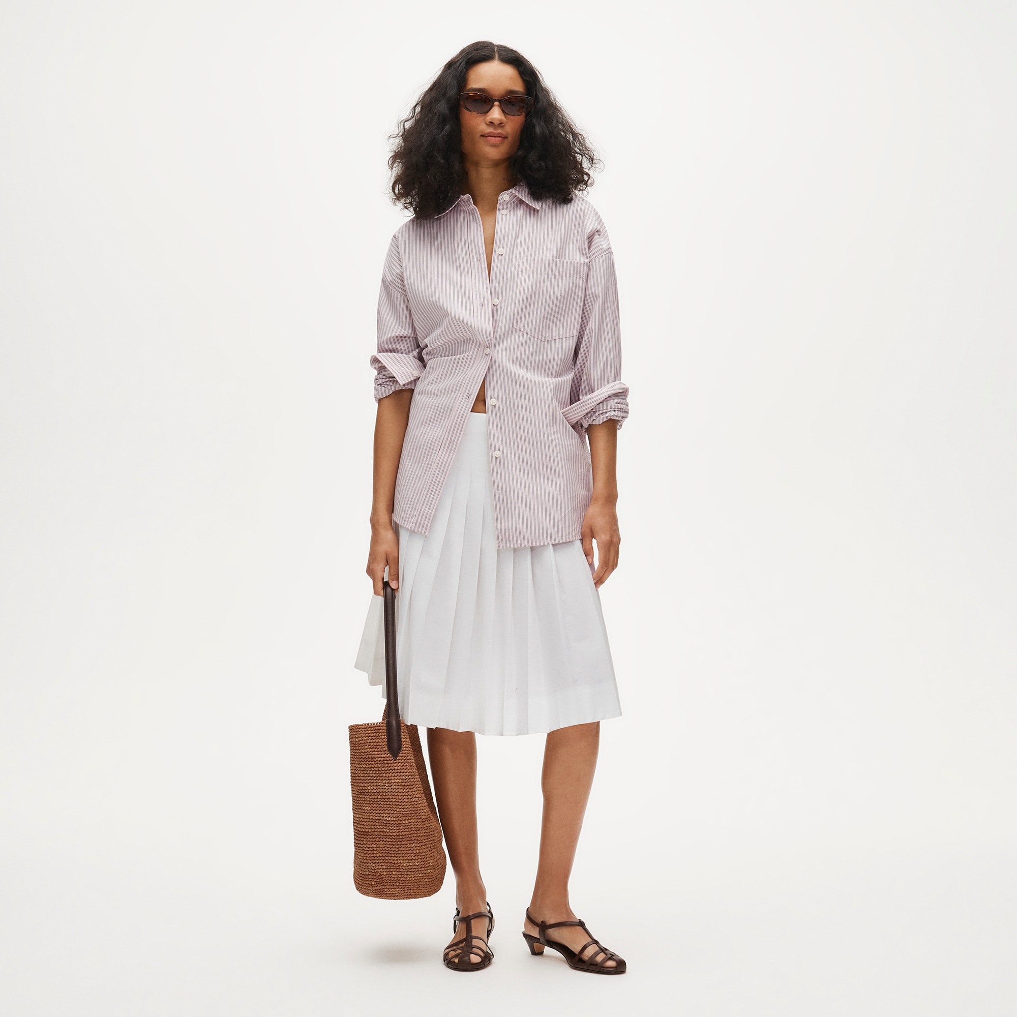 &Eacute;tienne oversized shirt in striped cotton poplin - image 3