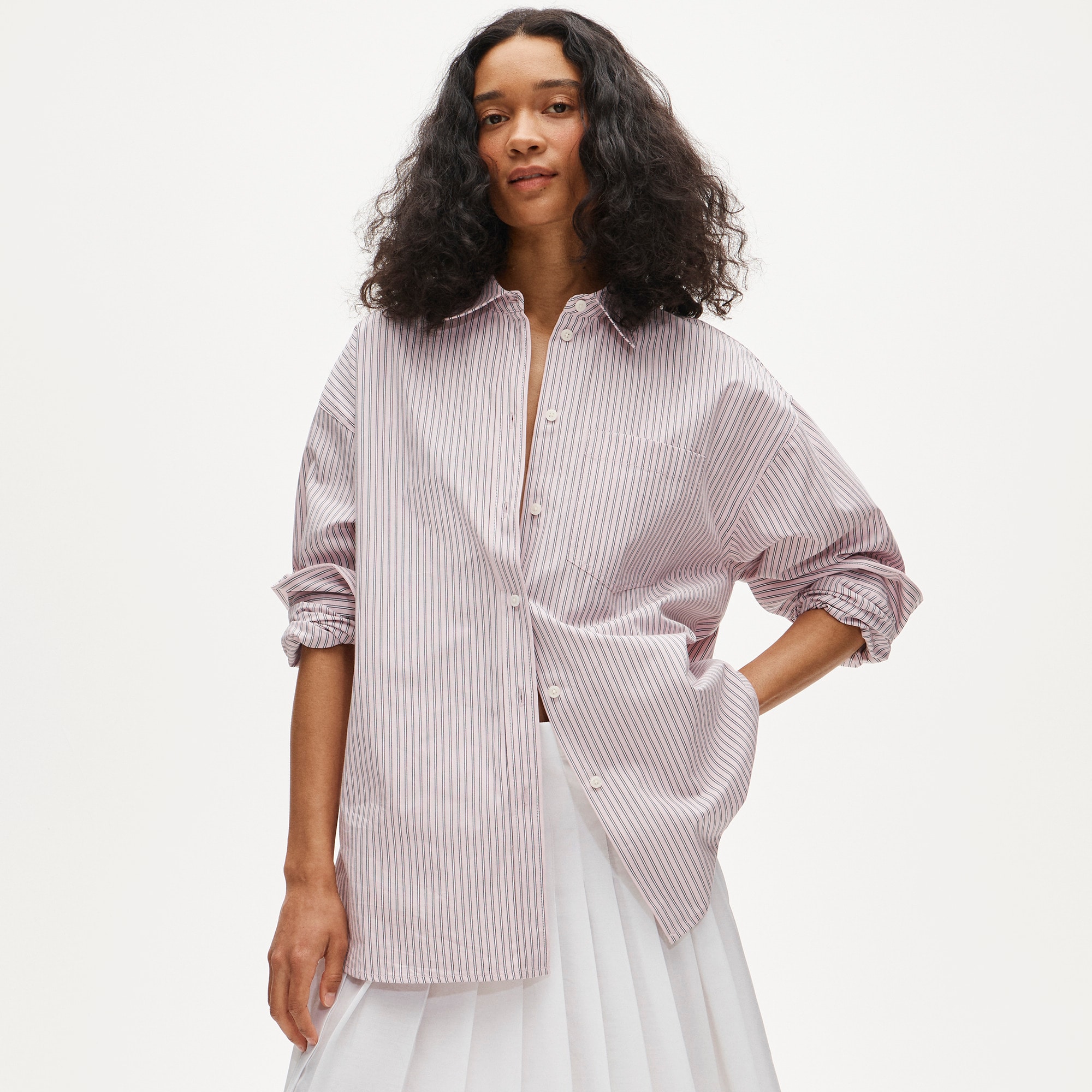 &Eacute;tienne oversized shirt in striped cotton poplin - image 2