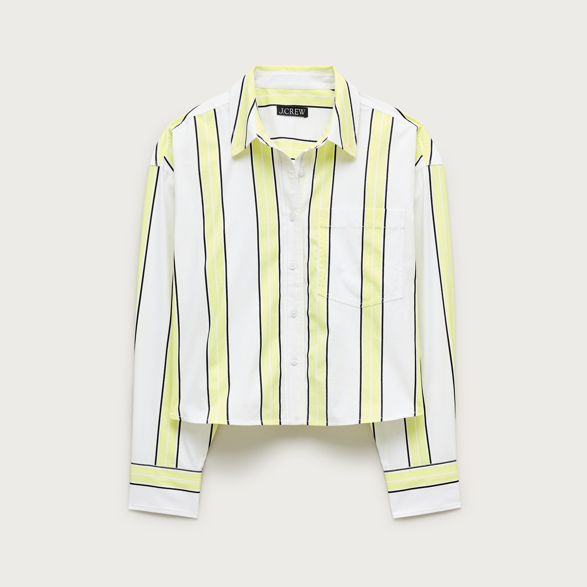 Étienne Cropped Button-up Shirt In Striped Cotton Poplin For Women