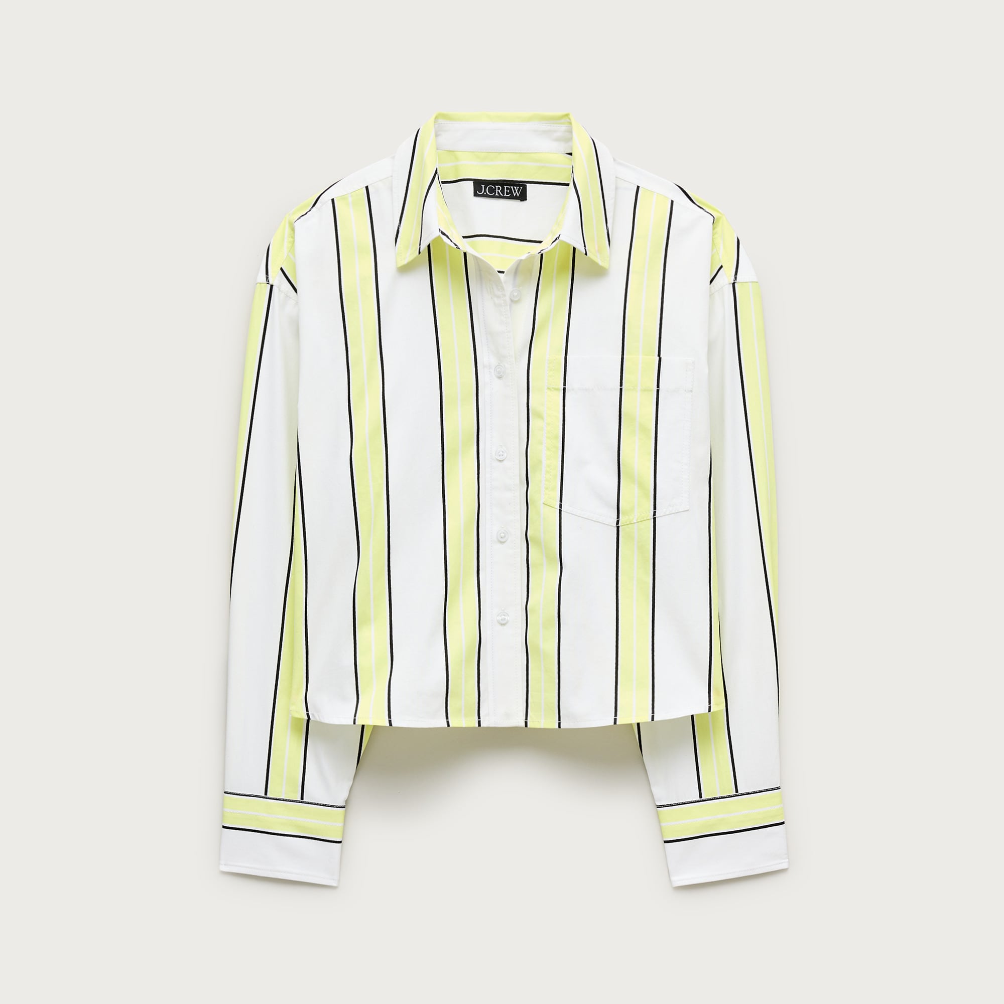 Étienne cropped button-up shirt in striped cotton poplin