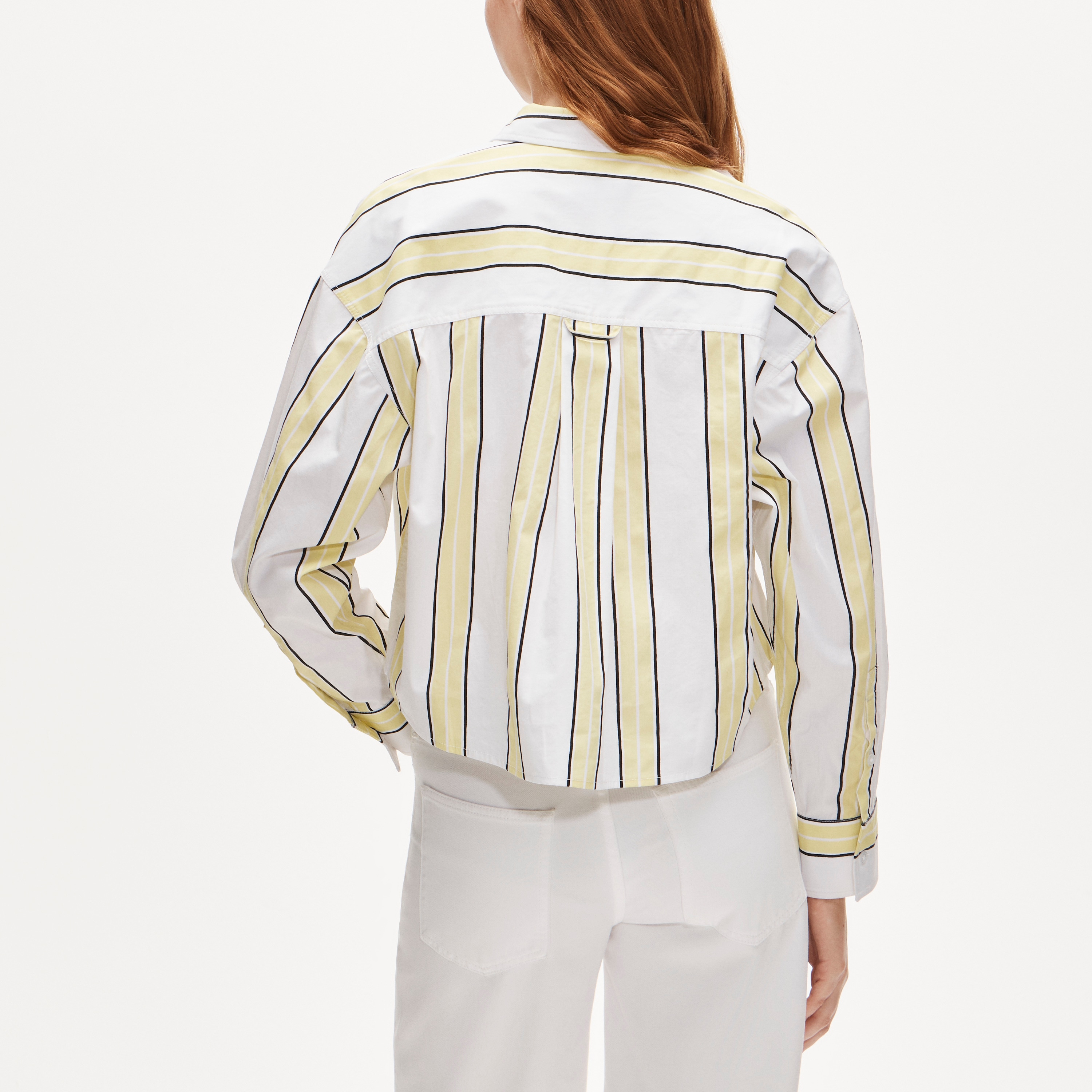 Étienne Cropped Button-up Shirt In Striped Cotton Poplin For Women