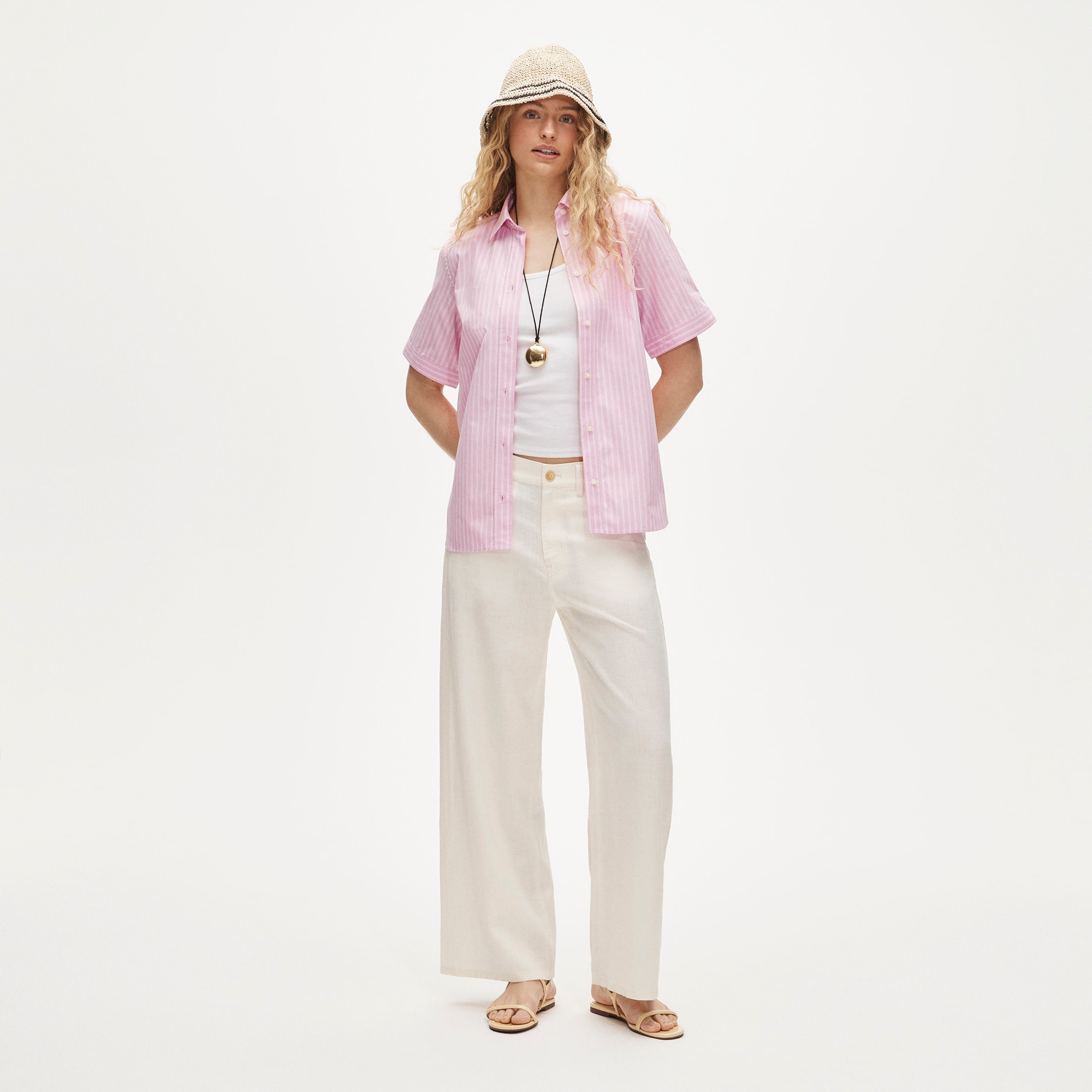 Garçon Short-sleeve Shirt In Striped Cotton Poplin For Women | J.Crew