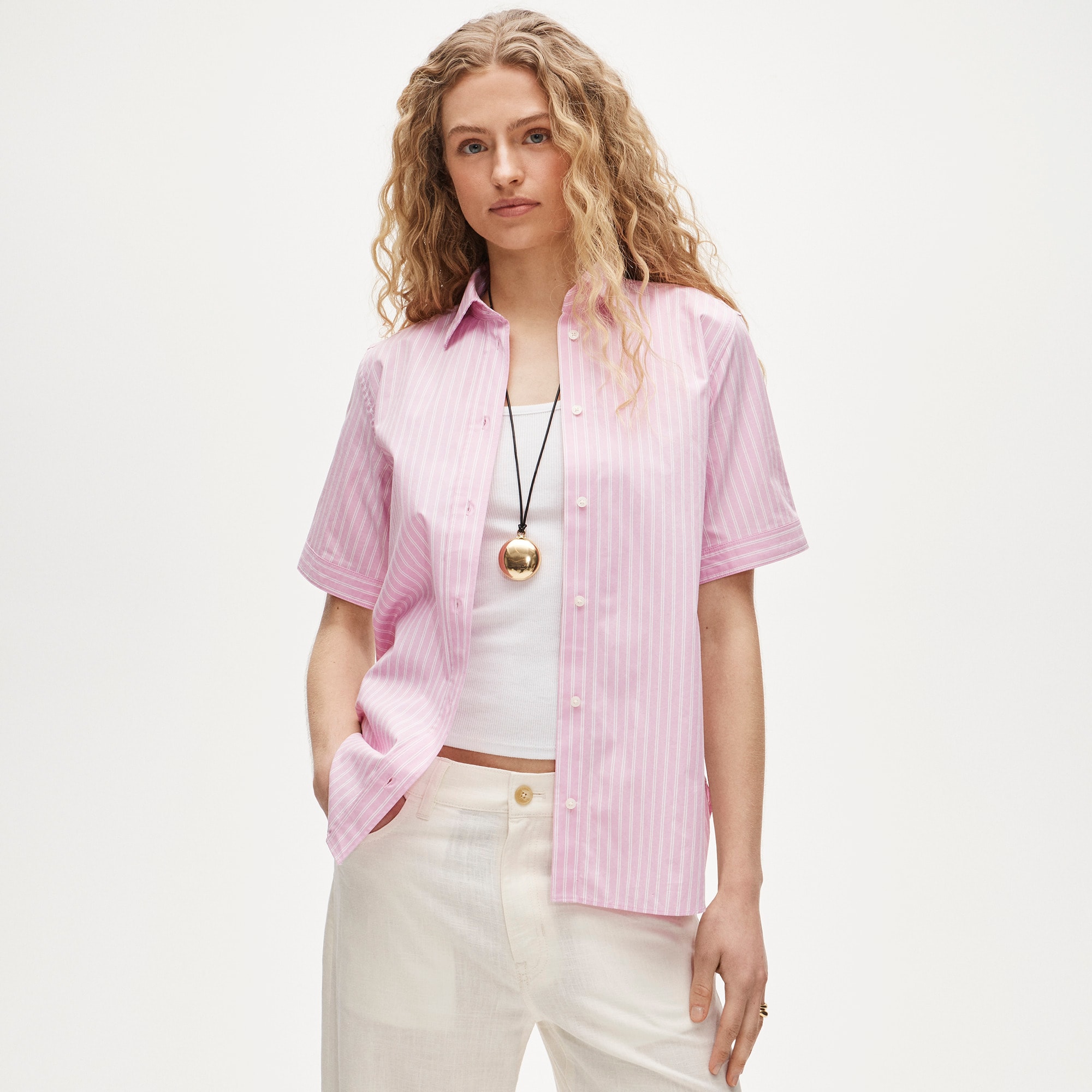 Garçon Short-sleeve Shirt In Striped Cotton Poplin For Women | J.Crew