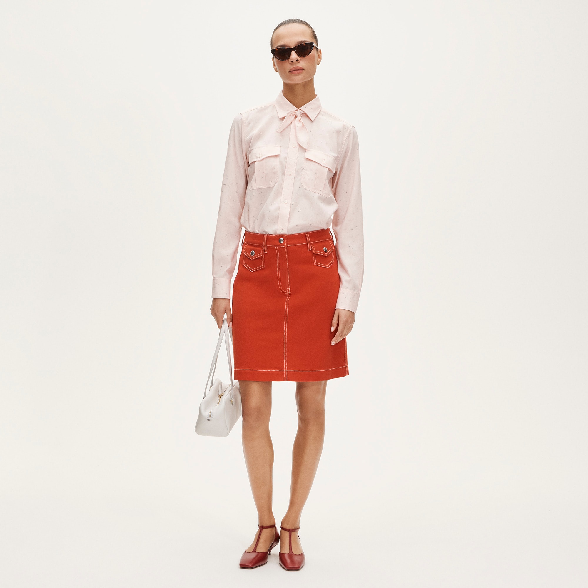 Jules classic-fit tie-neck shirt in speckles