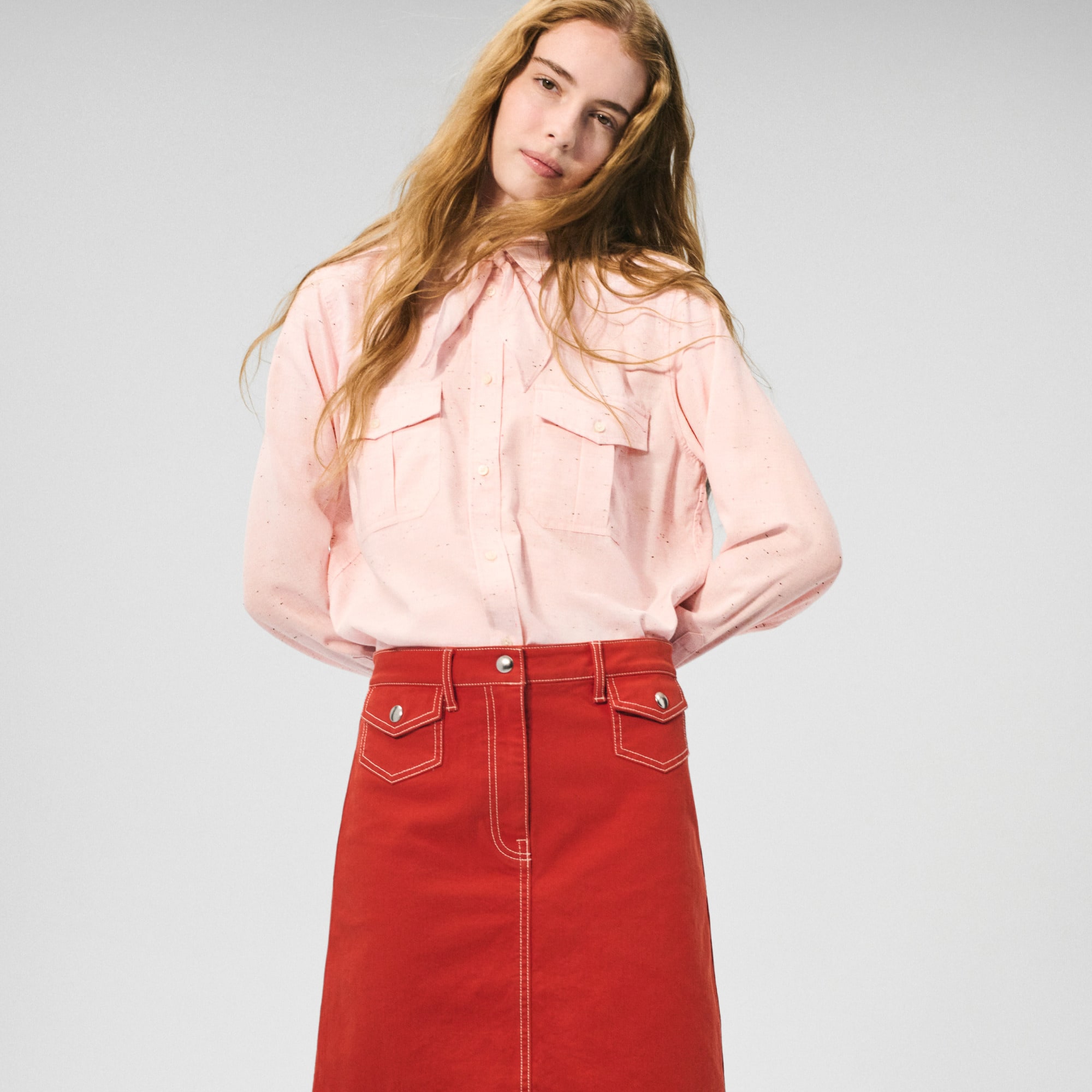 womens Jules classic-fit tie-neck shirt in speckles