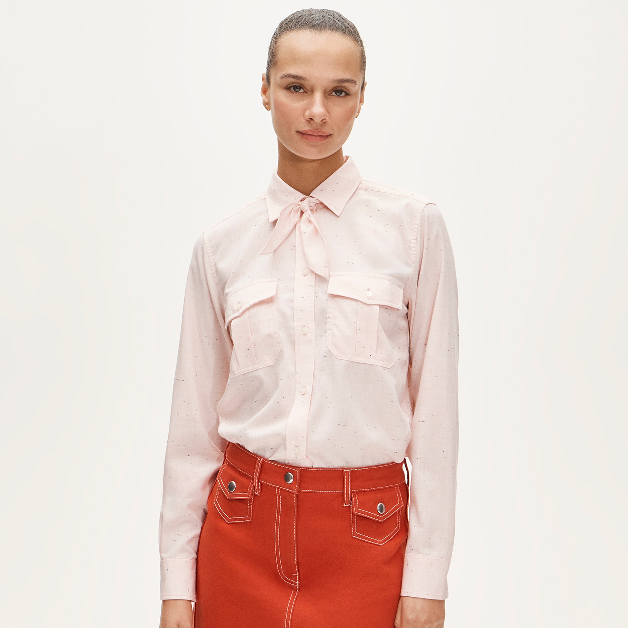 womens Jules classic-fit tie-neck shirt in speckles