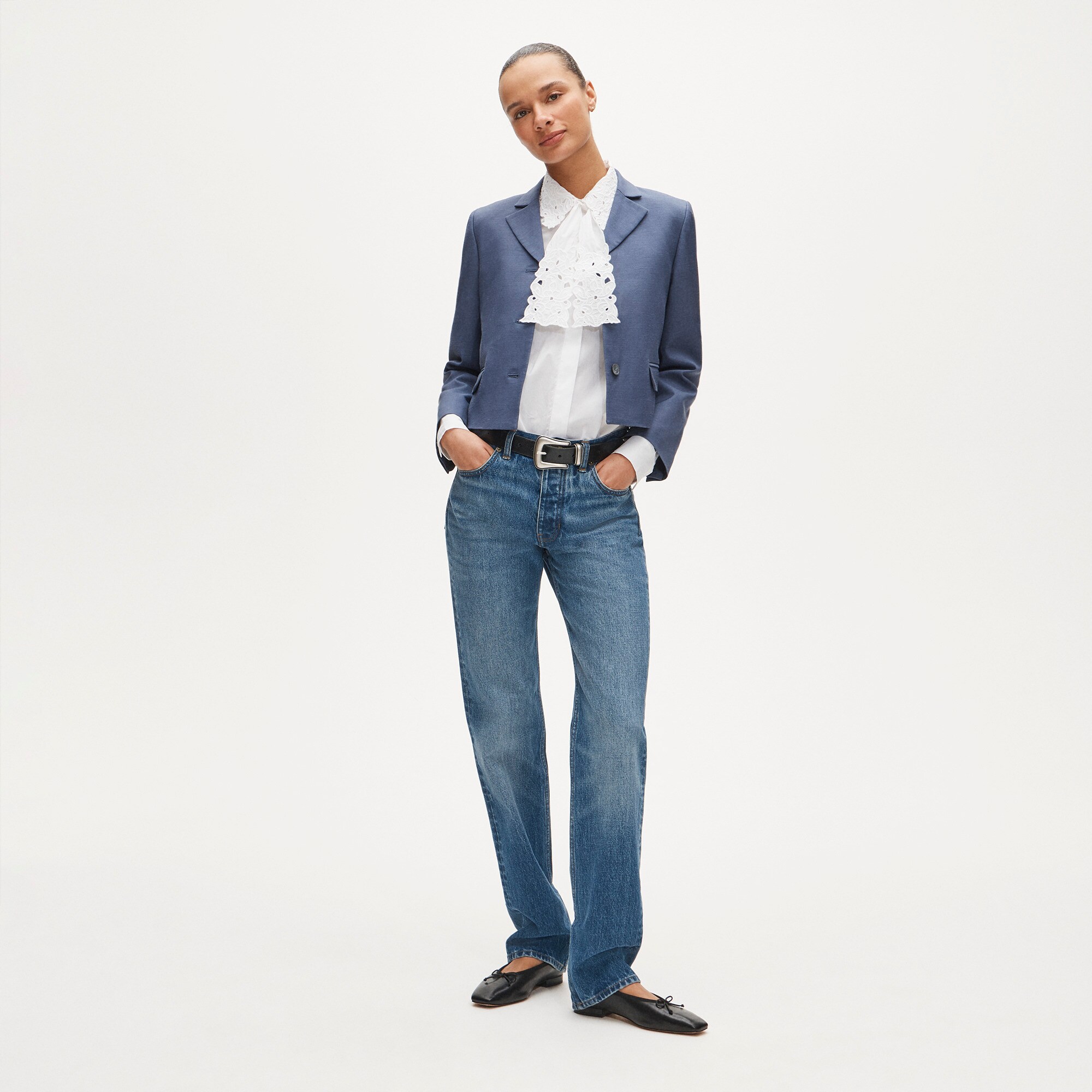 Jules classic-fit eyelet tie-neck shirt