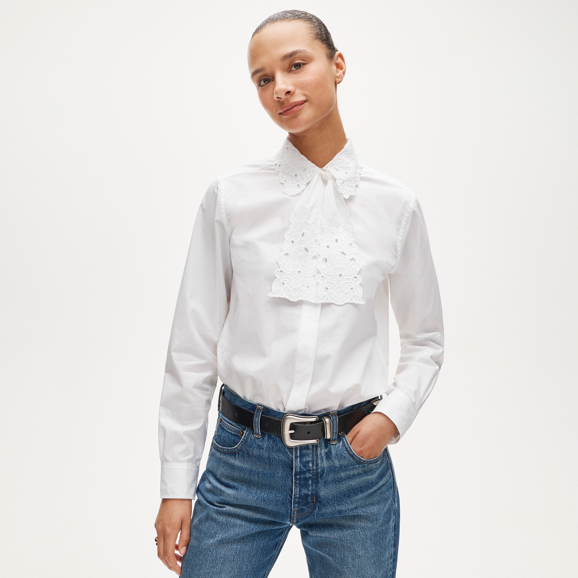  Jules classic-fit eyelet tie-neck shirt
