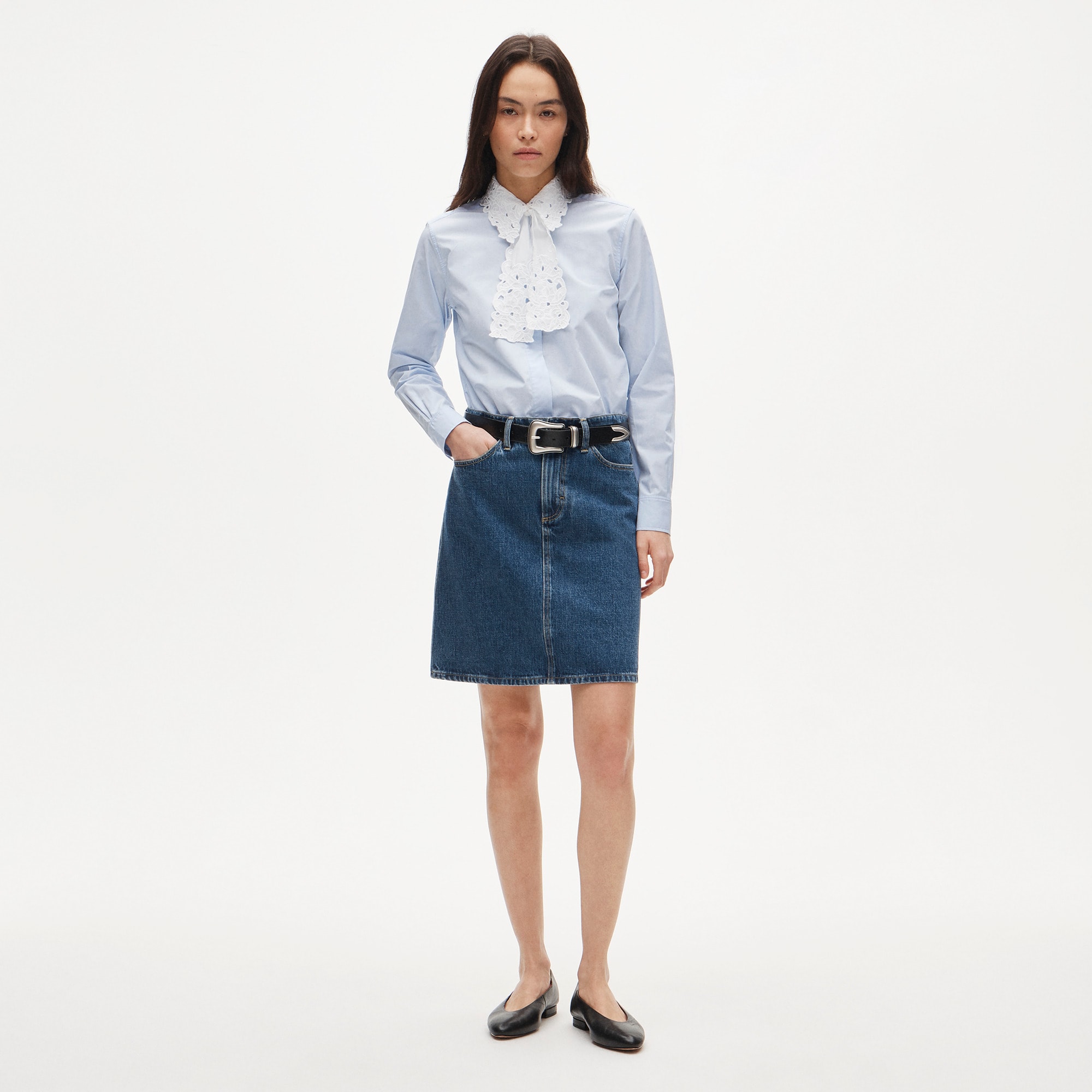 Jules classic-fit eyelet tie-neck shirt