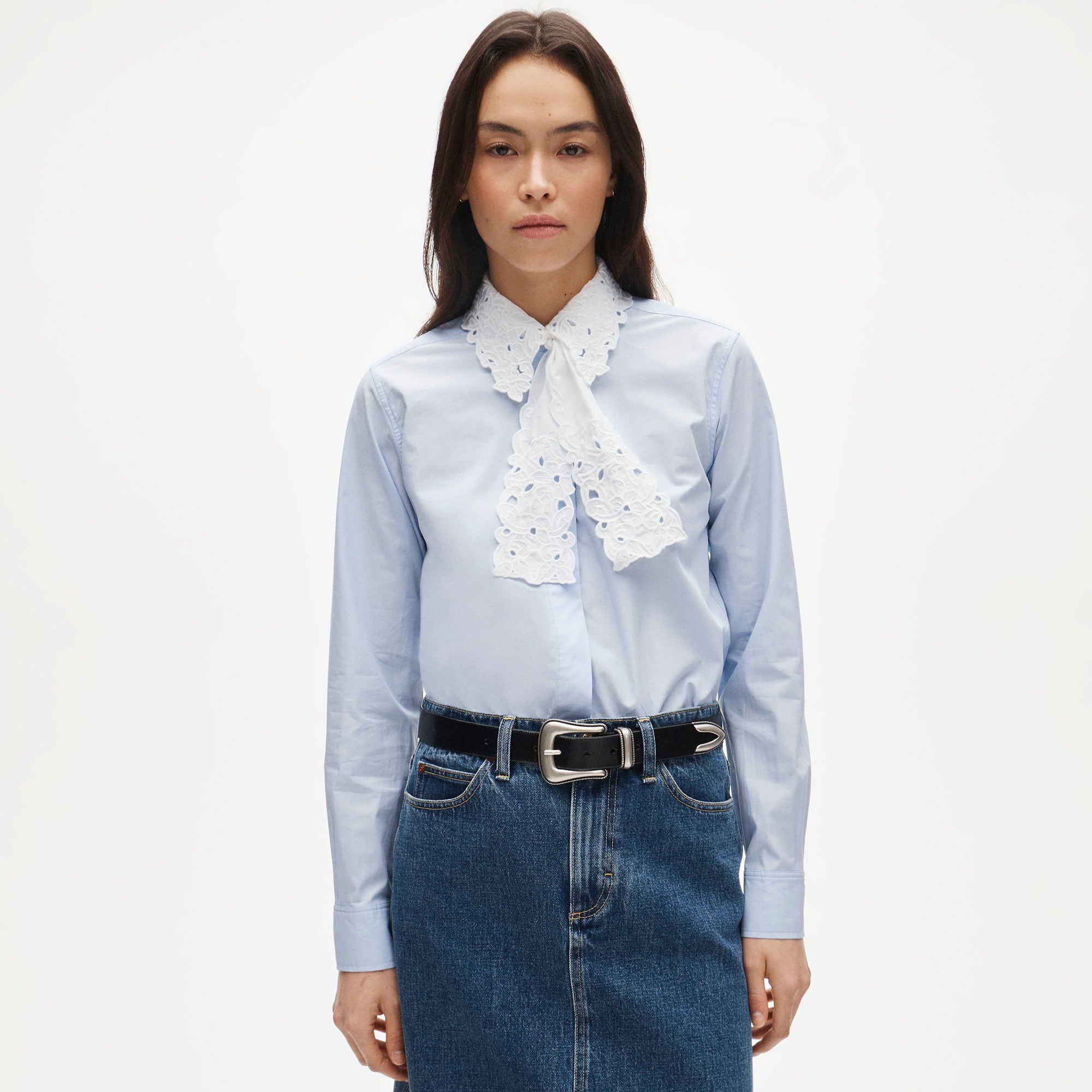 Jules classic-fit eyelet tie-neck shirt