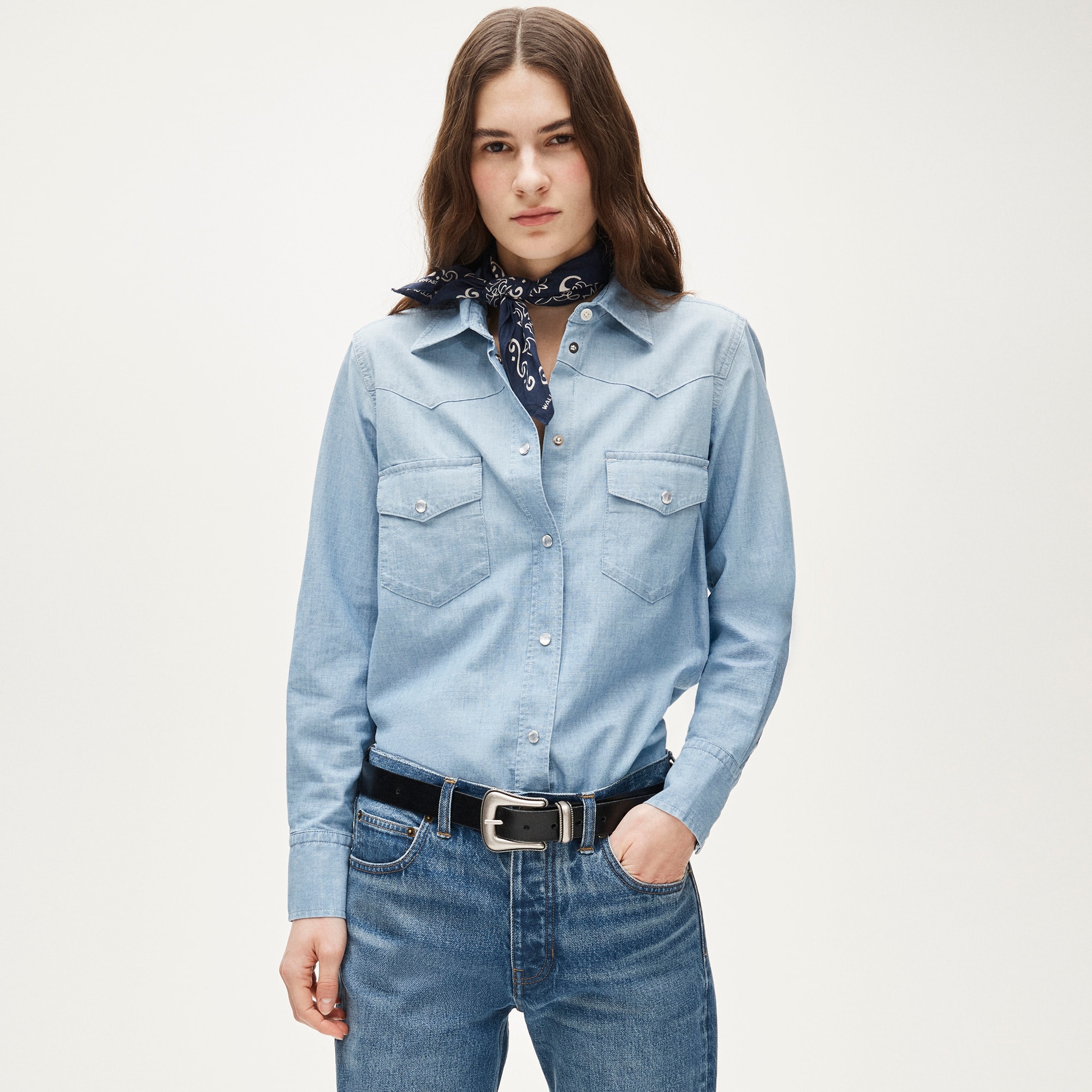 womens Jules western shirt in lightweight denim