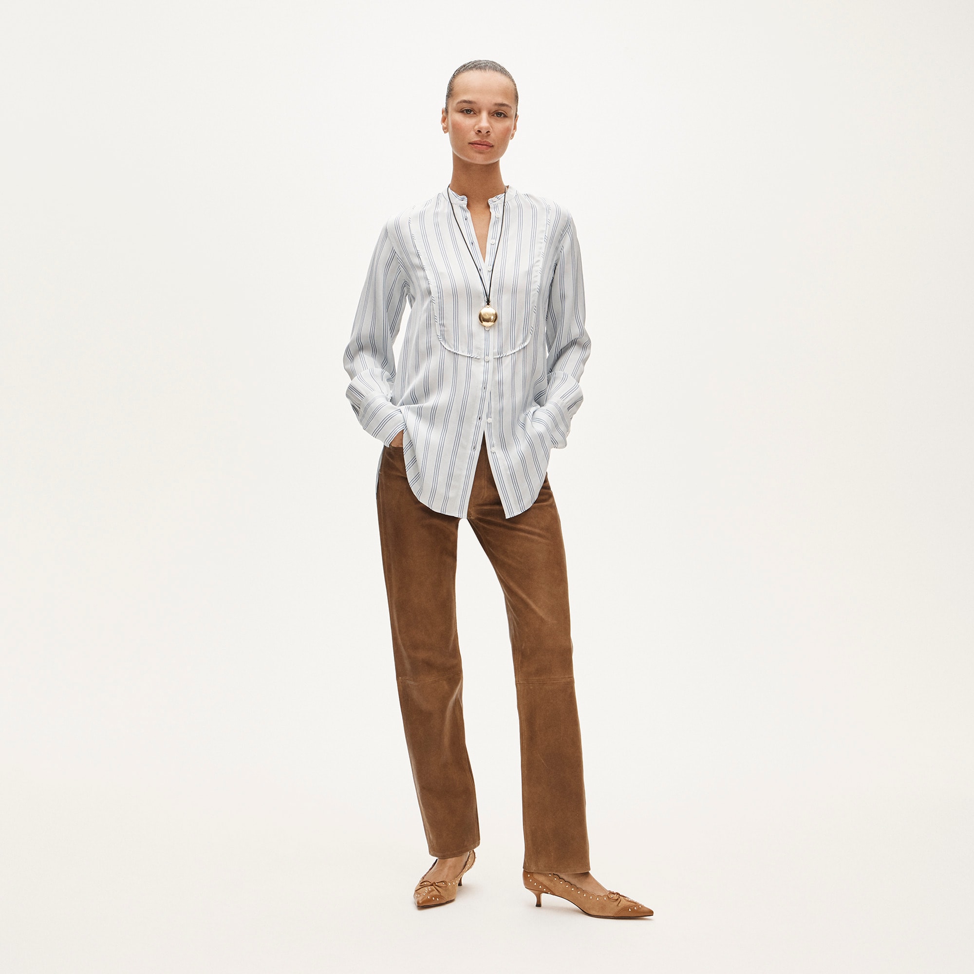 Tuxedo-bib button-up shirt in - image 3