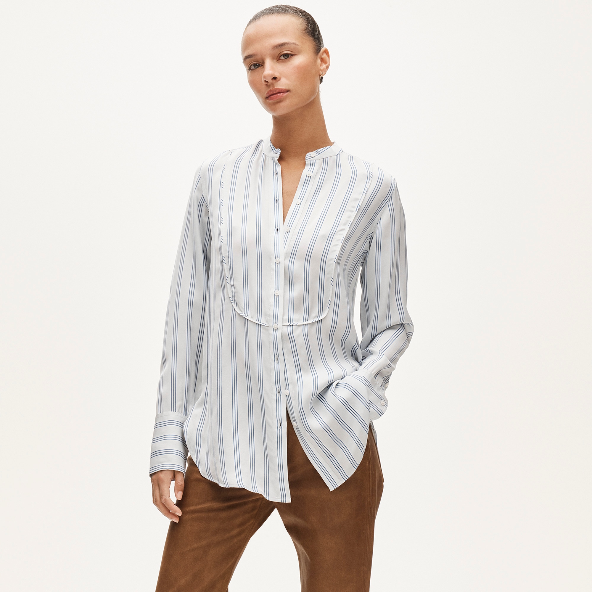 womens Tuxedo-bib button-up shirt in