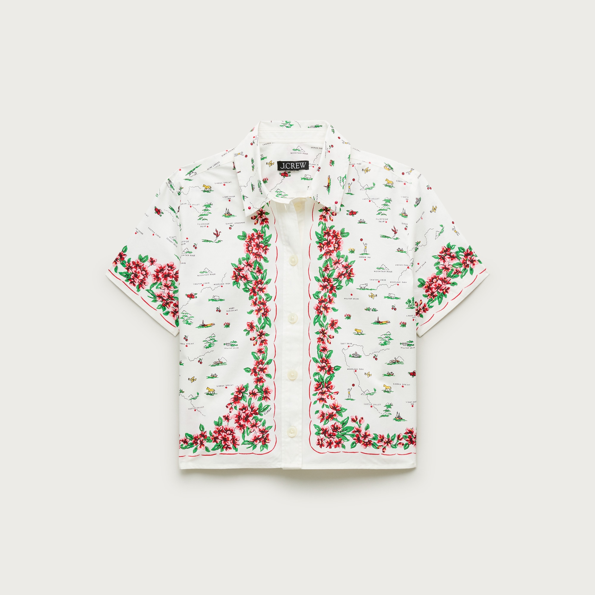 Gamine button-up shirt in map print
