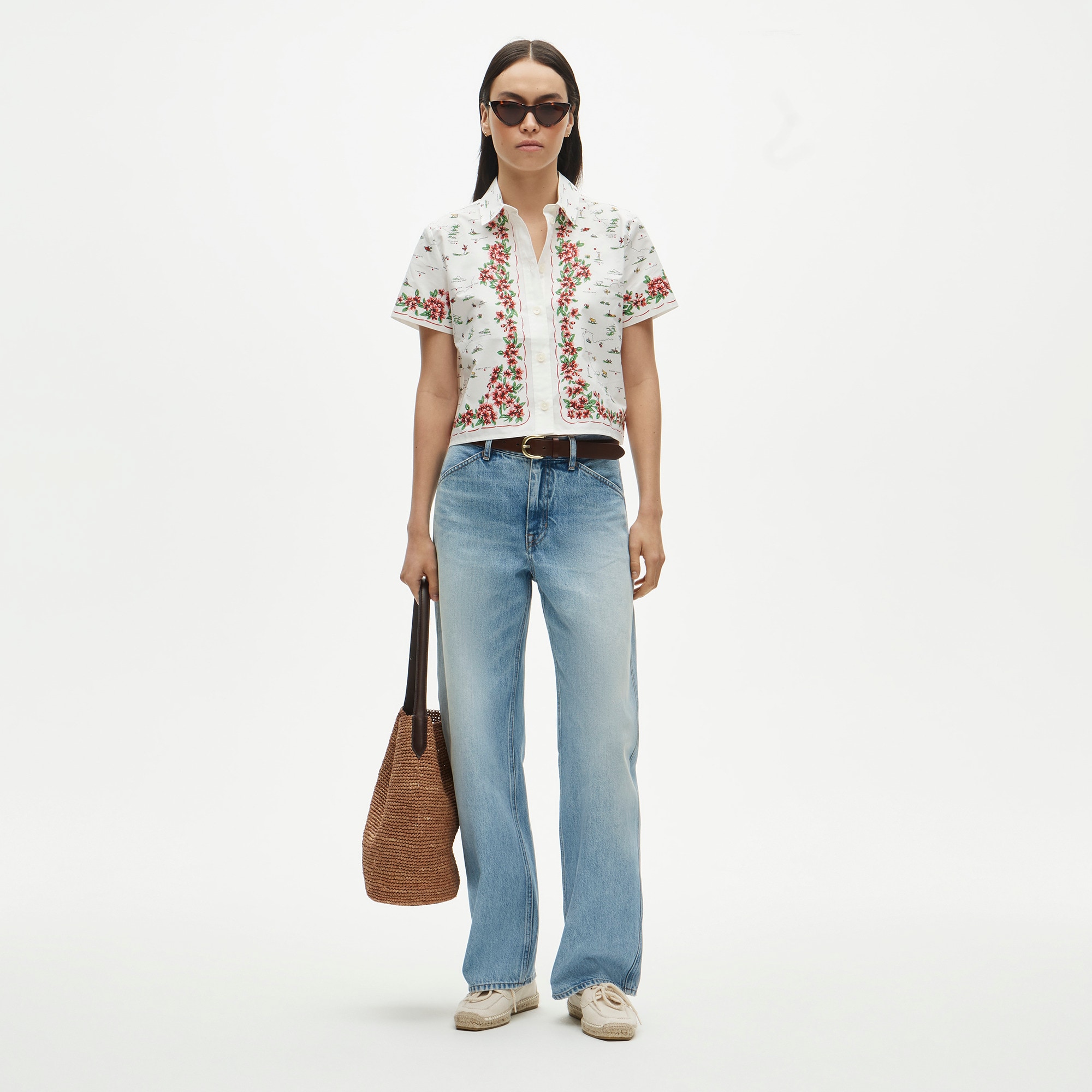 Gamine button-up shirt in map print