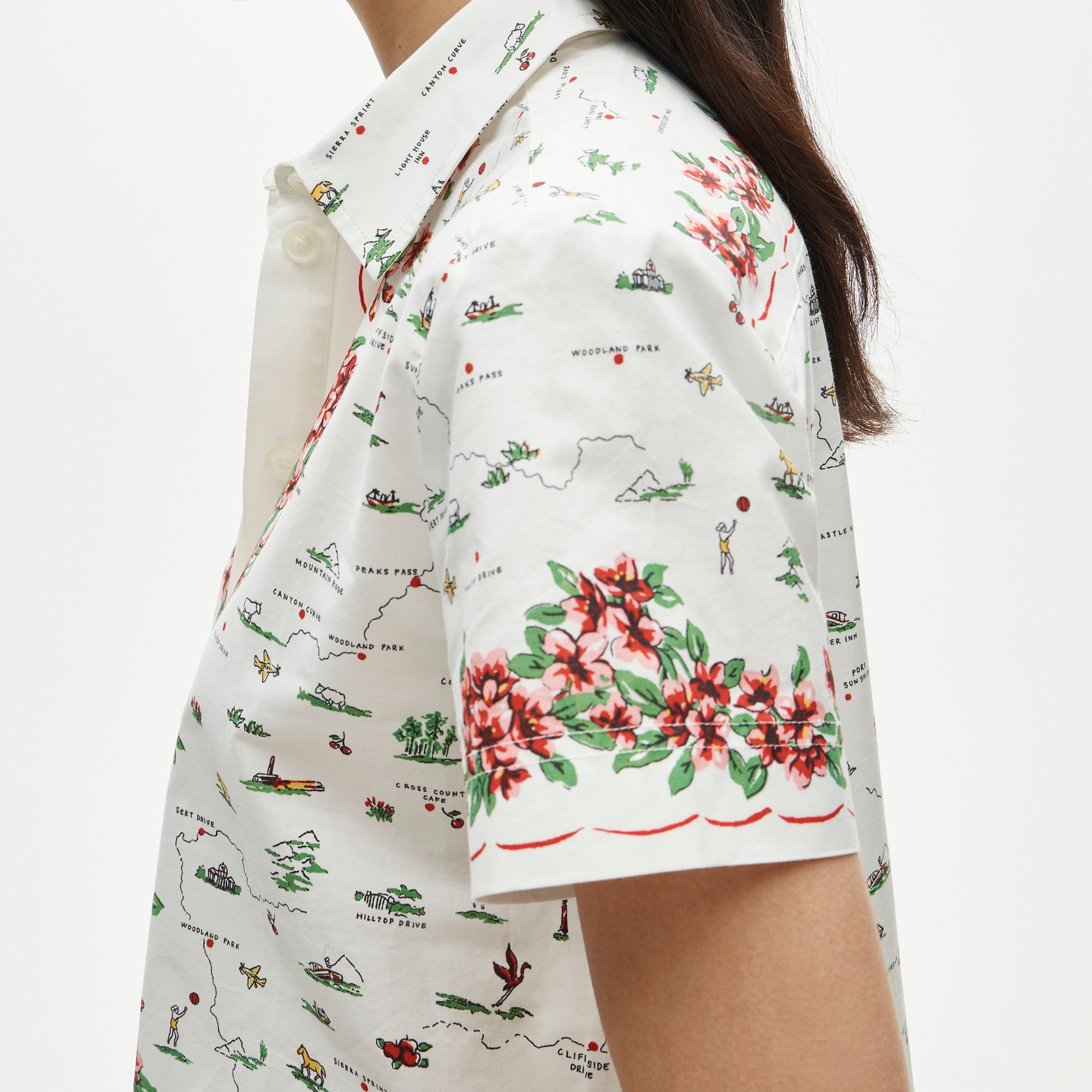 Gamine button-up shirt in map print