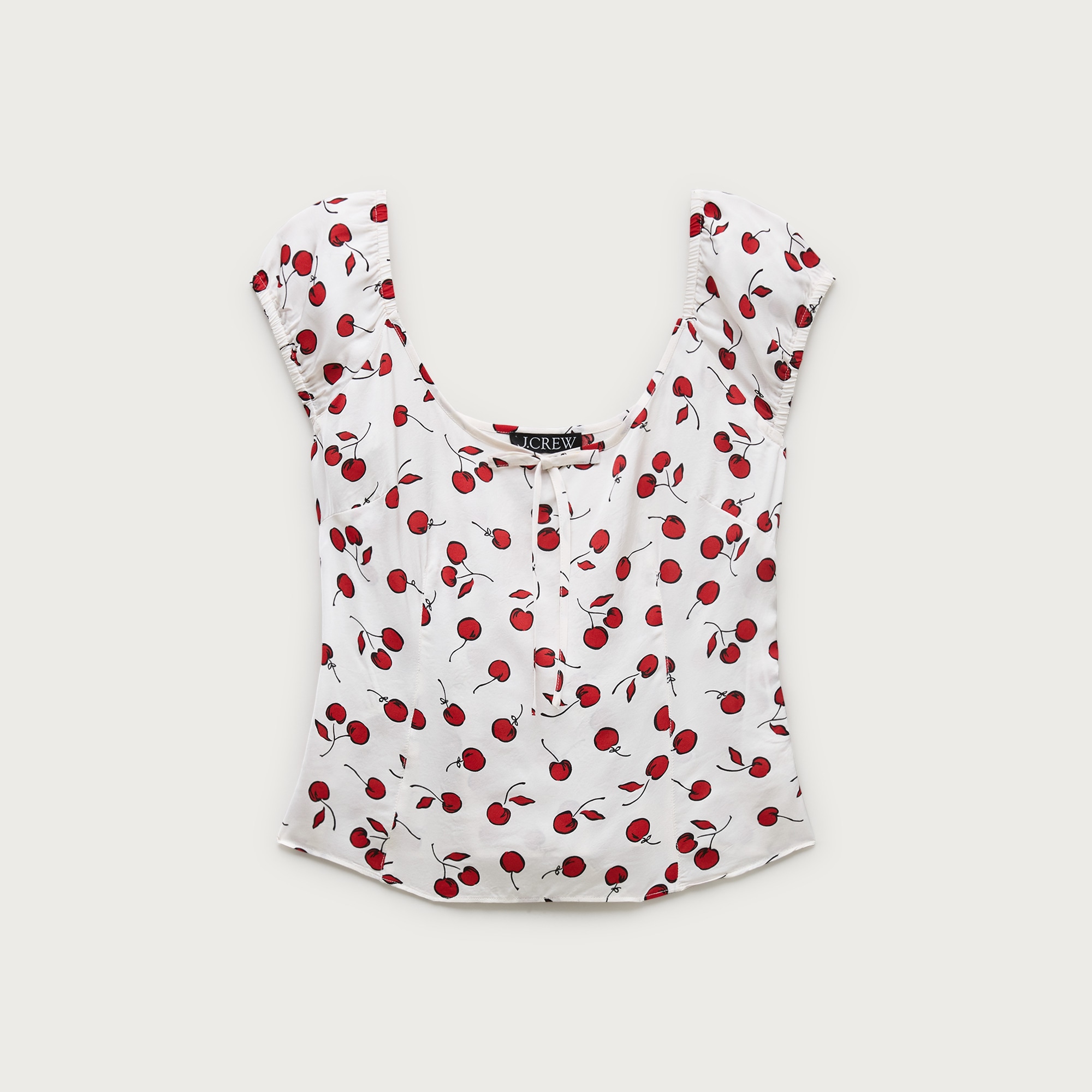 Cap-sleeve top in cherry print