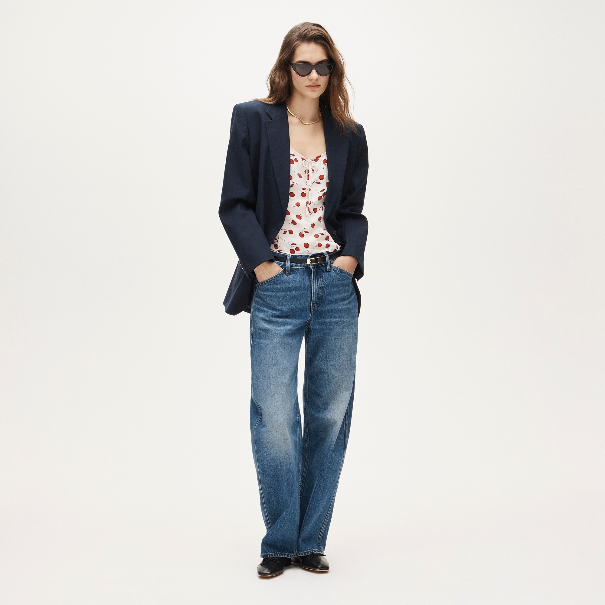 Cap-sleeve top in cherry print - image 3