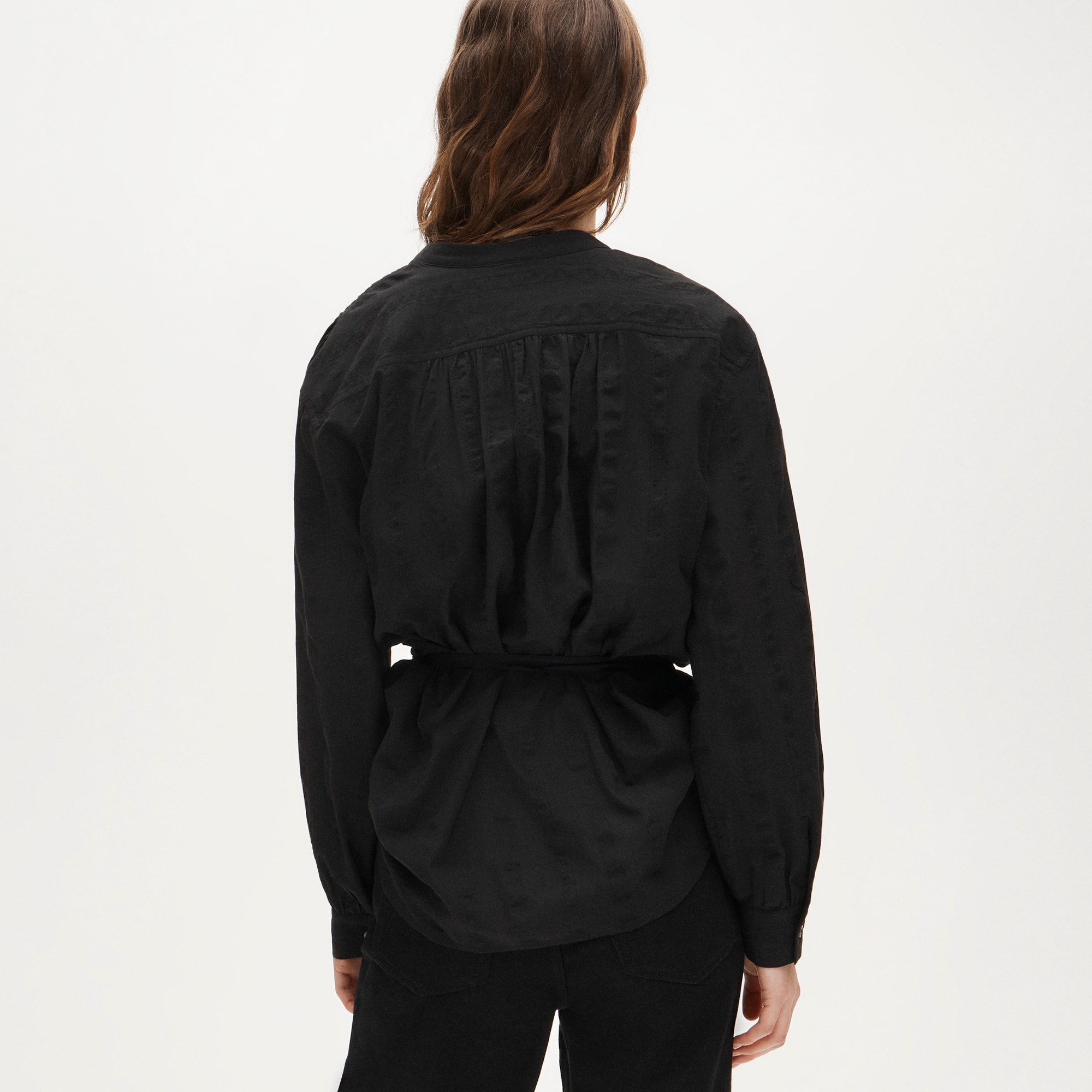 Wrap top in striped cotton dobby - image 5