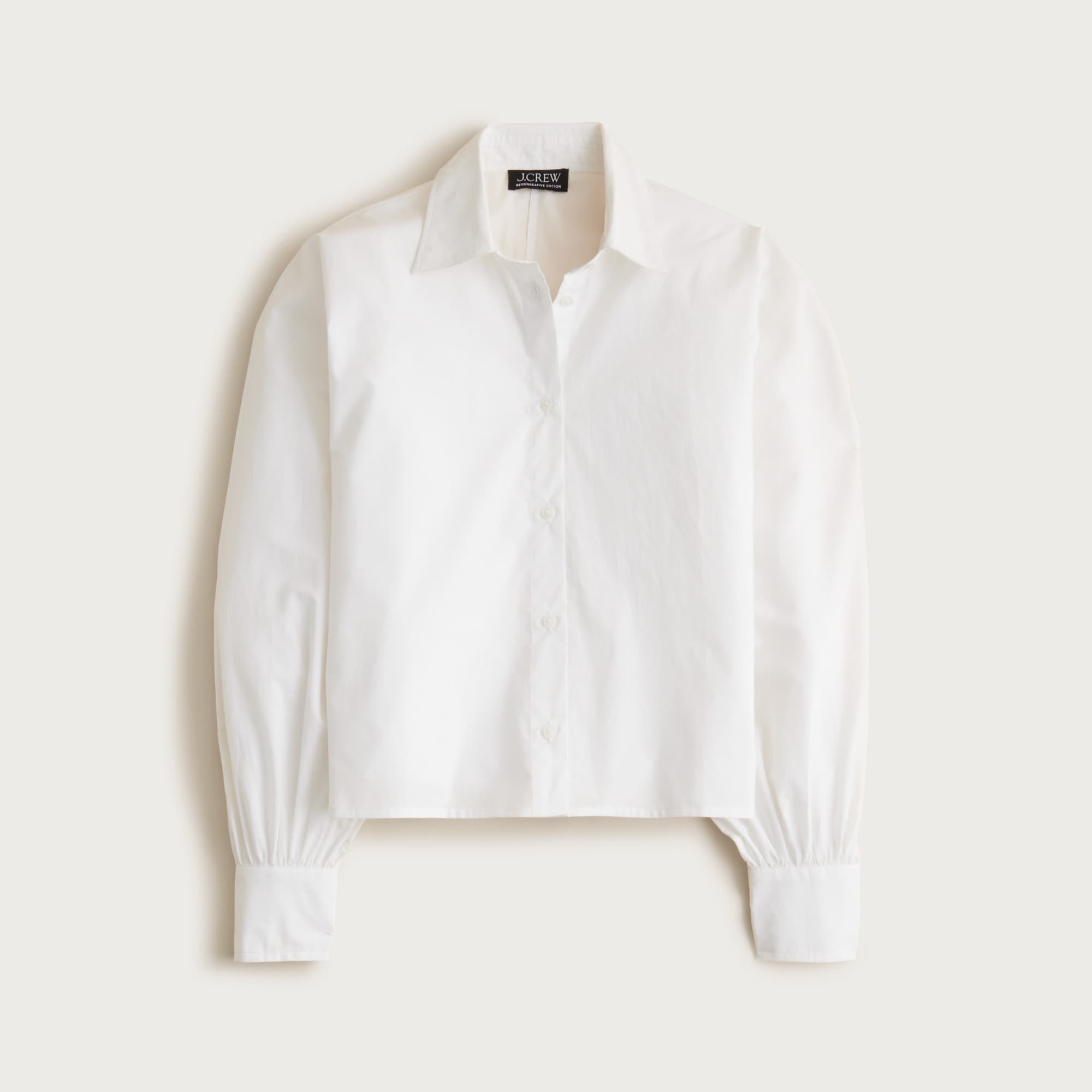 Dolman-sleeve button-up shirt in cotton poplin