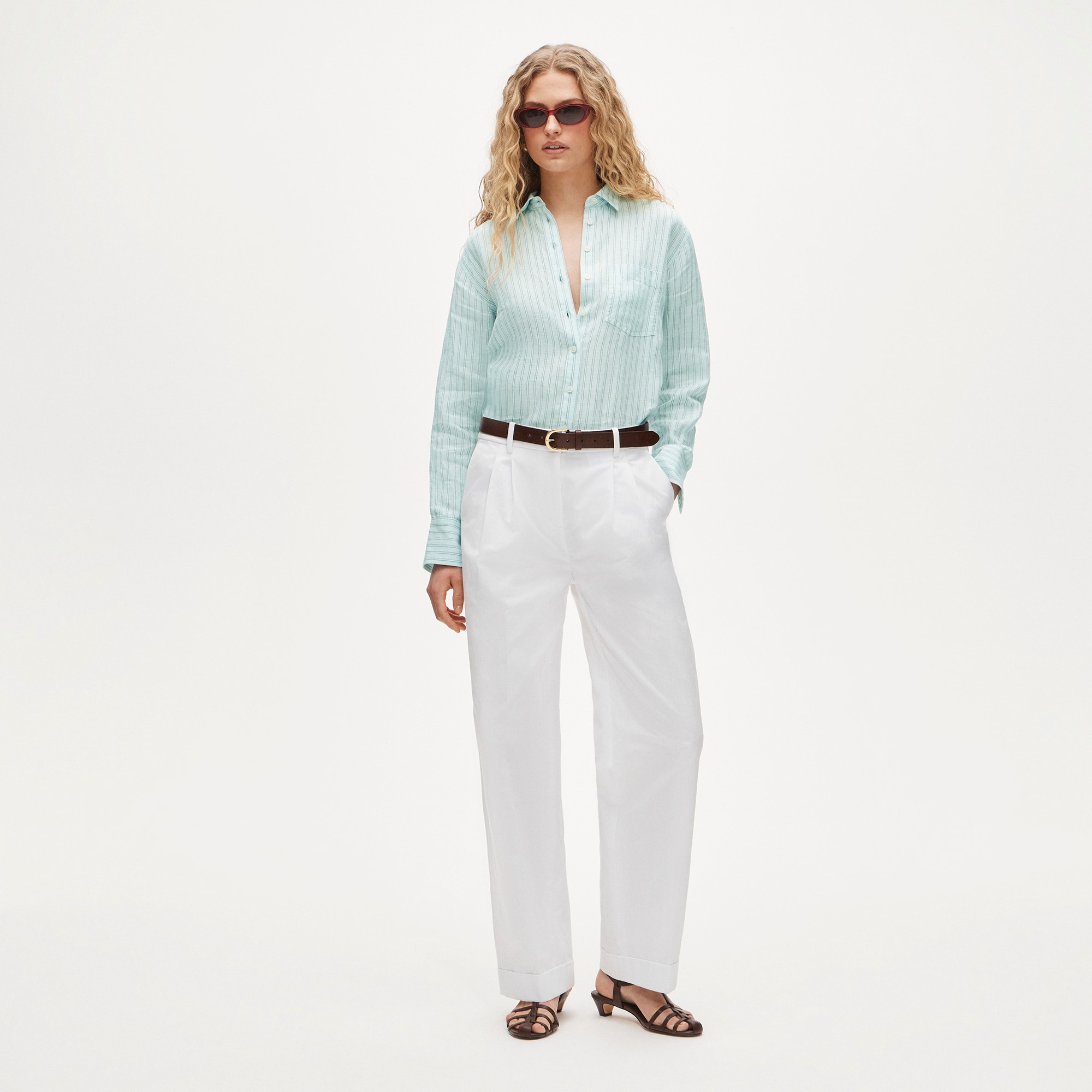 Garçon classic button-up shirt in striped linen