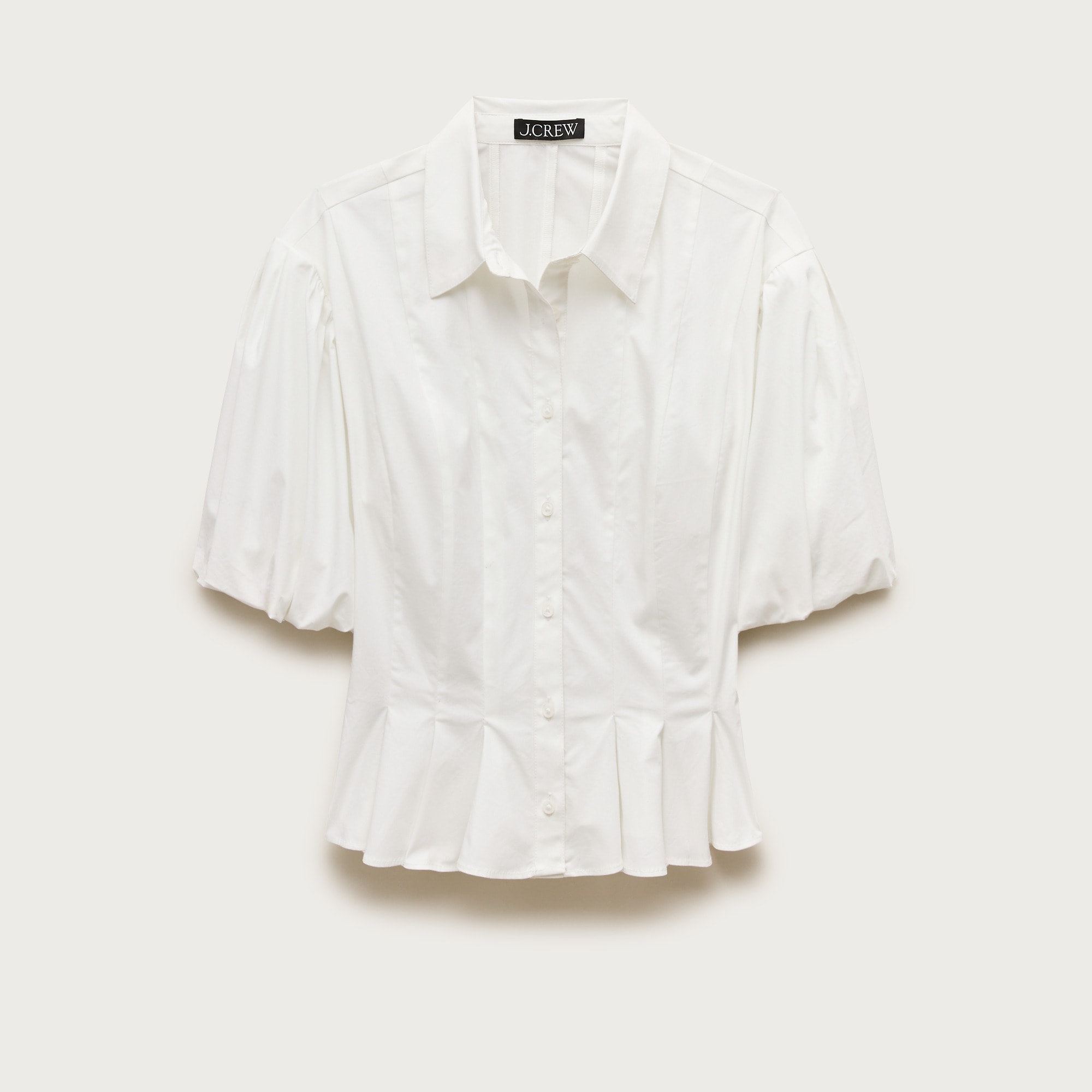 Puff-sleeve button-up shirt