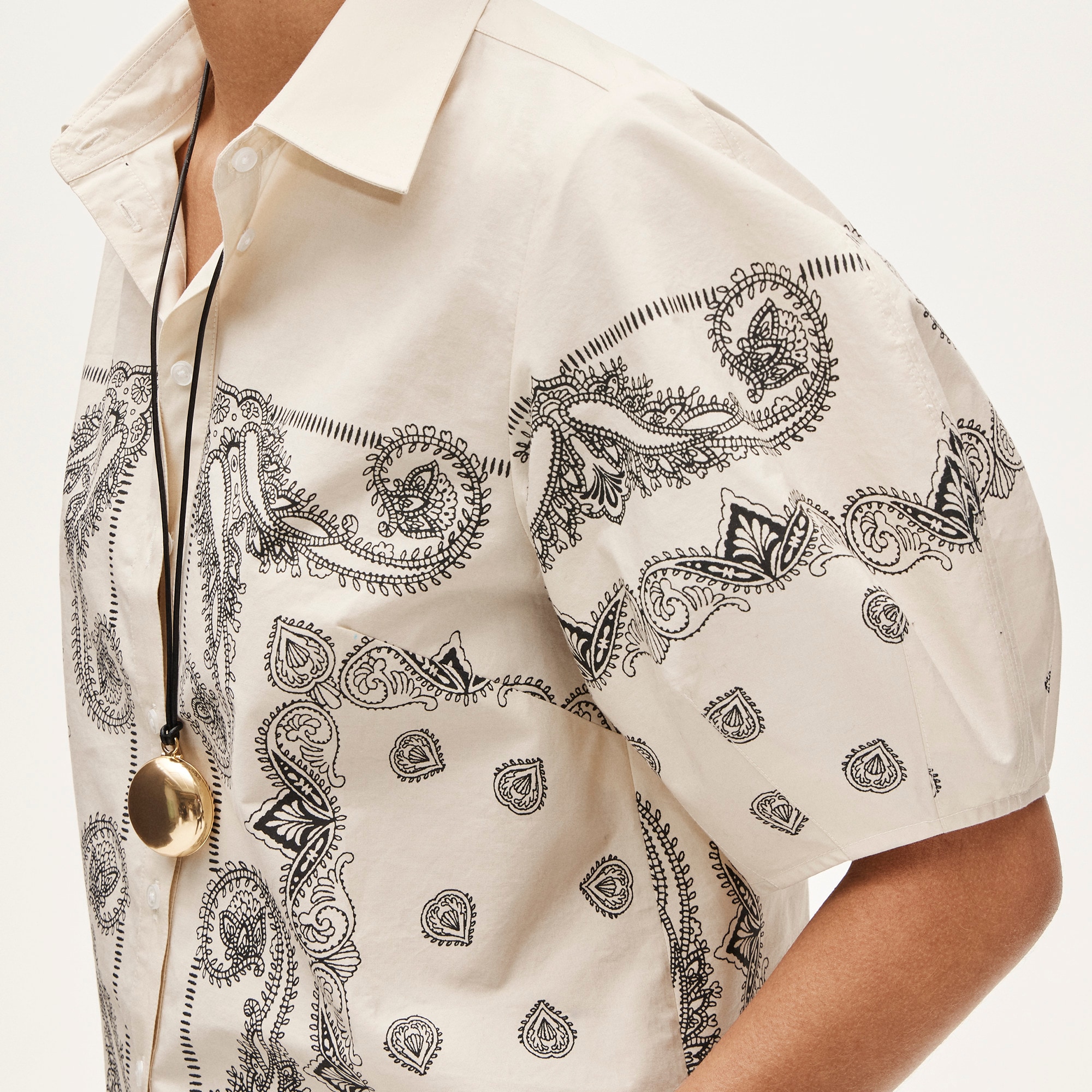 Bell-sleeve button-up shirt in bandana print - image 4
