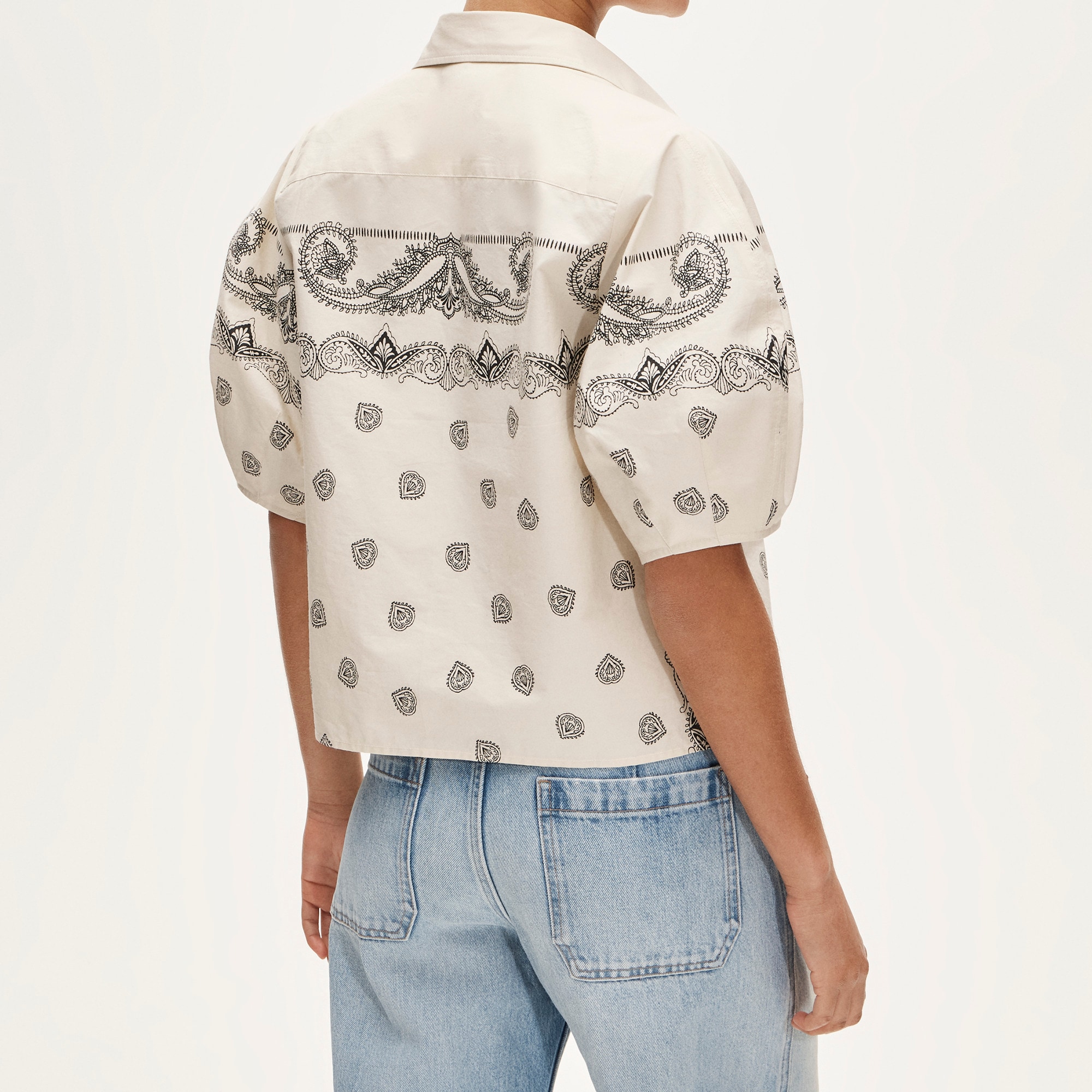 Bell-sleeve button-up shirt in bandana print - image 5