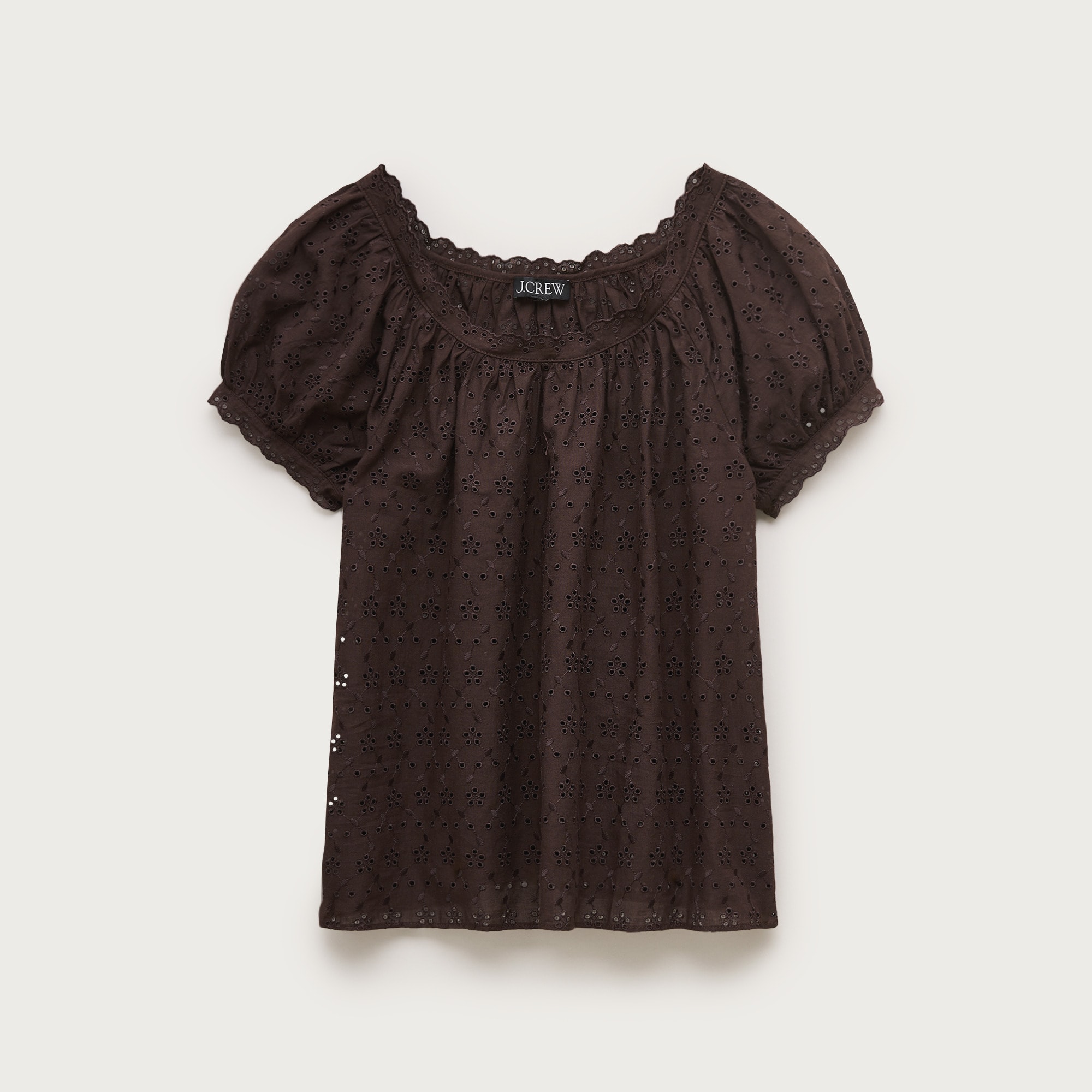  Scallop-trim eyelet top