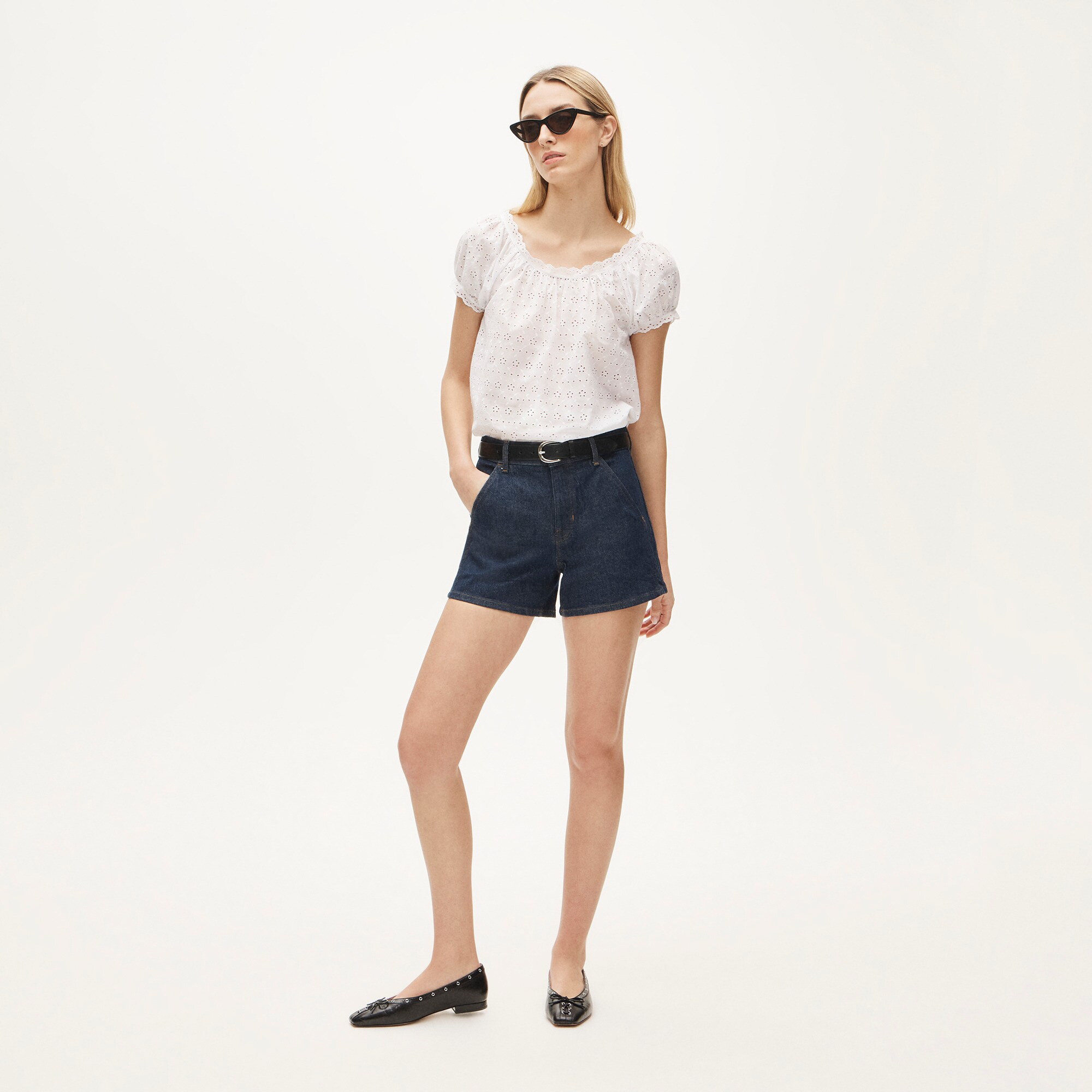 Scallop-trim eyelet top