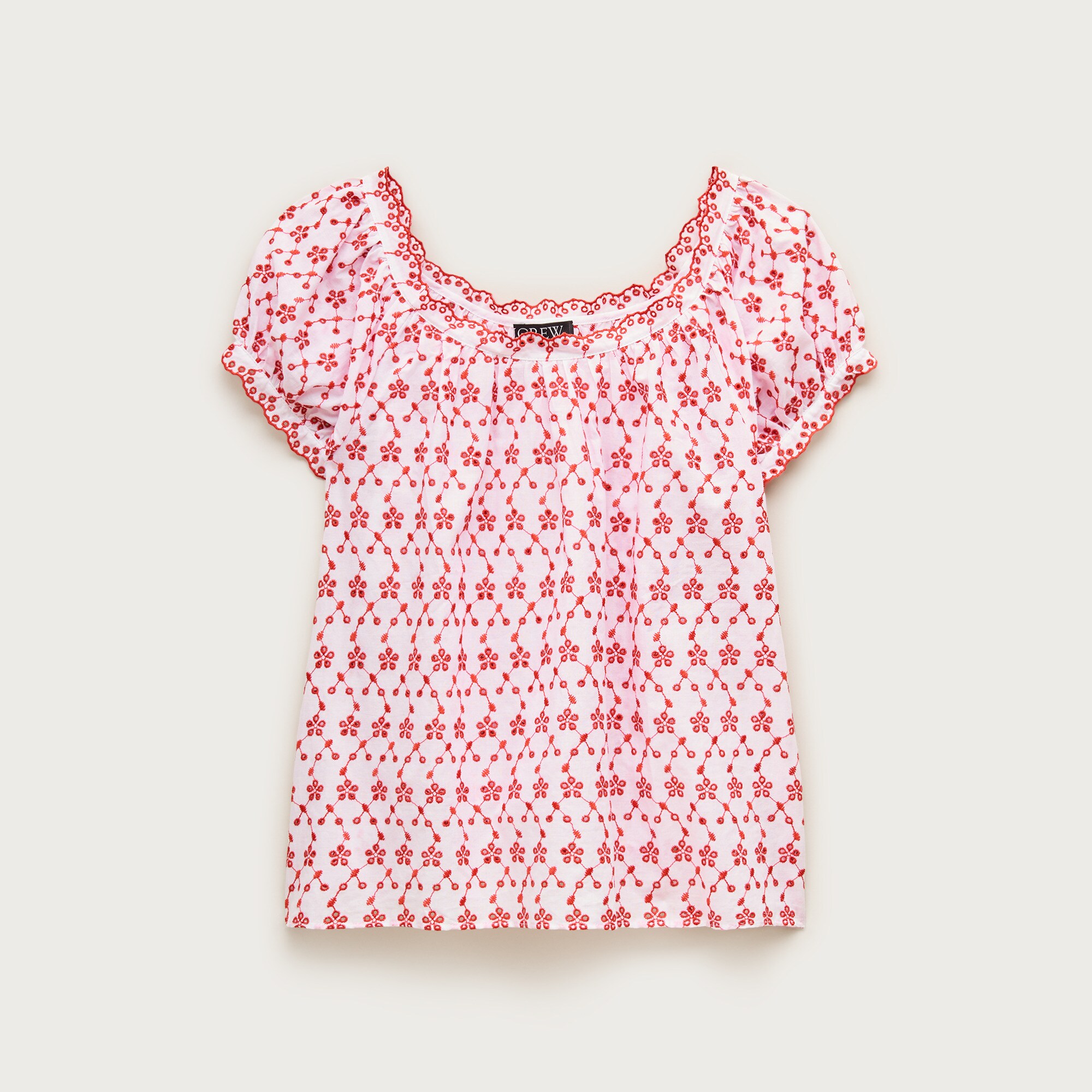 Scallop-trim eyelet top