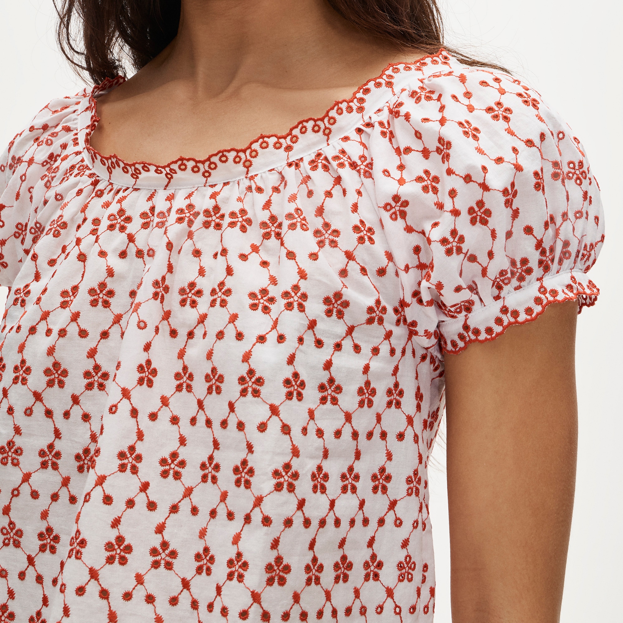 Scallop-trim Eyelet Top For Women | J.Crew