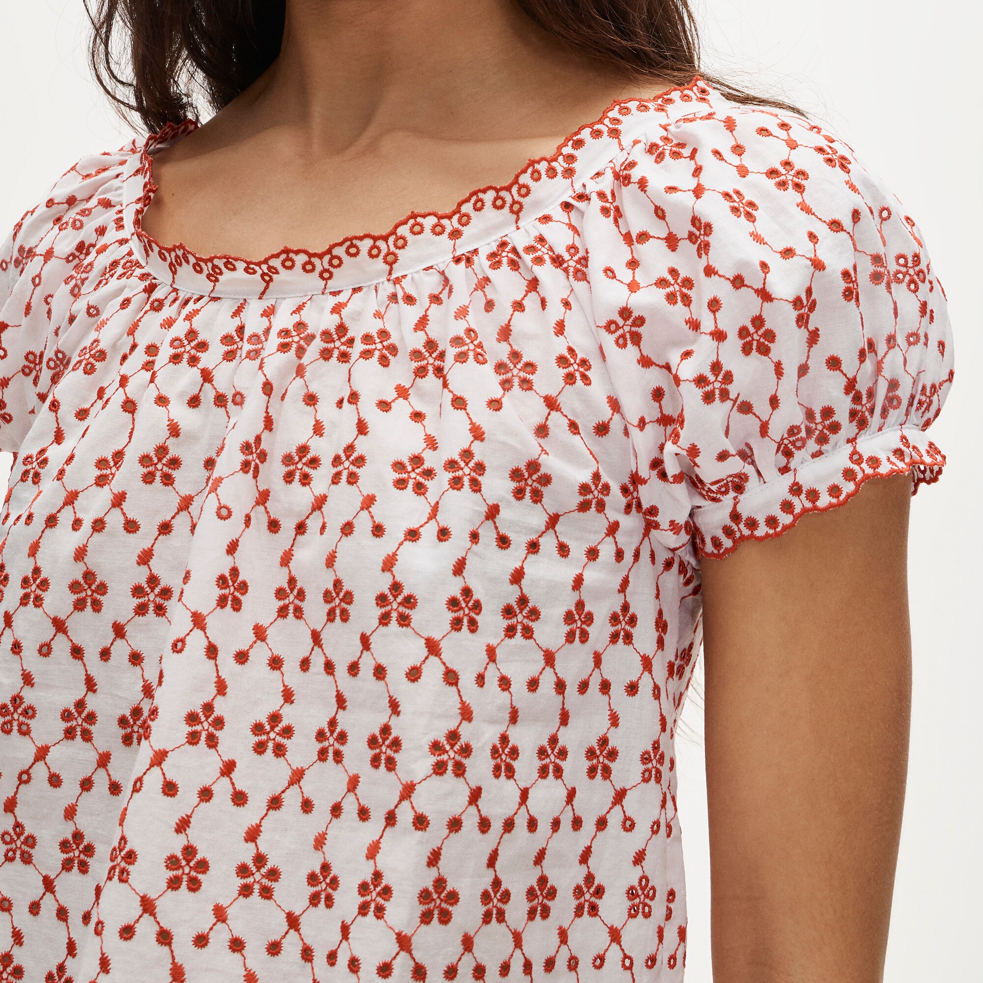 Scallop-trim eyelet top