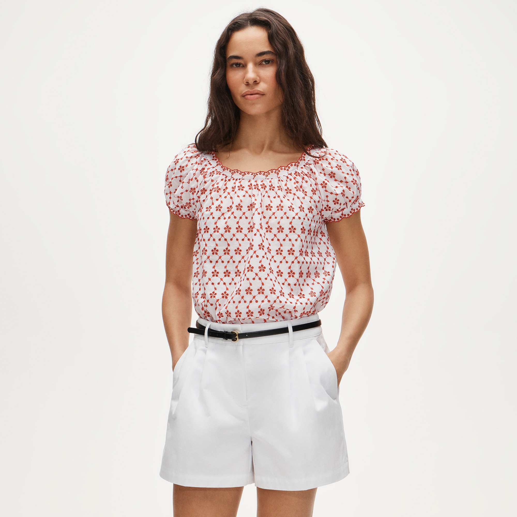 Scallop-trim Eyelet Top For Women | J.Crew