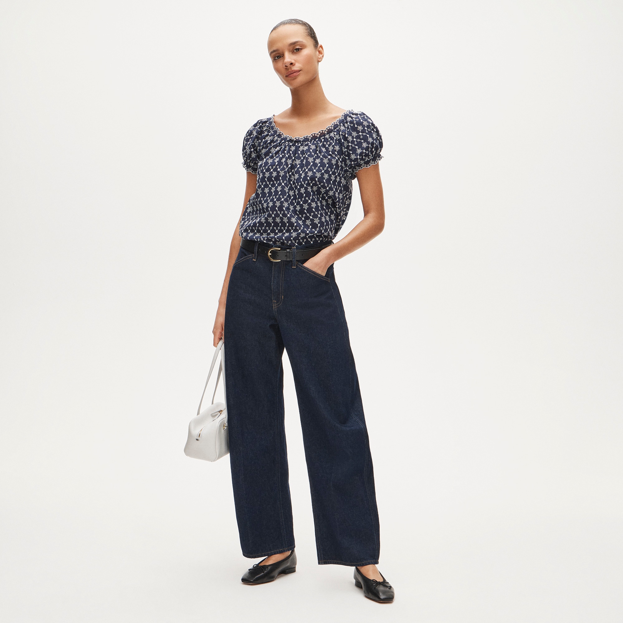 Scallop-trim eyelet top - image 3