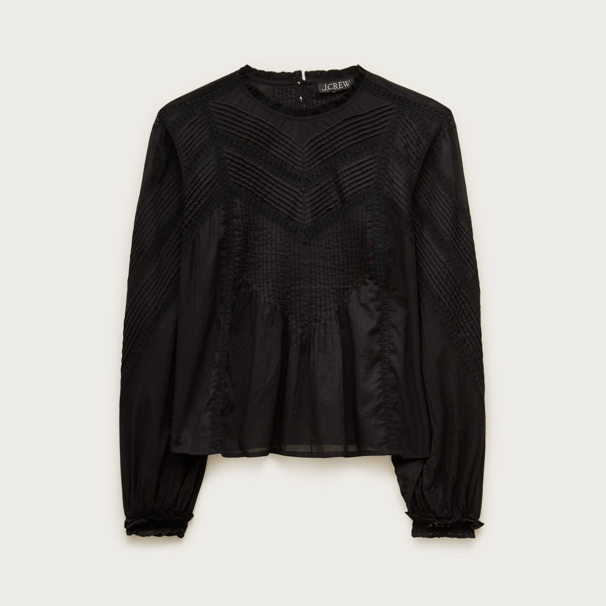 Lace-trim Pintuck Top In Cotton Voile For Women | J.Crew