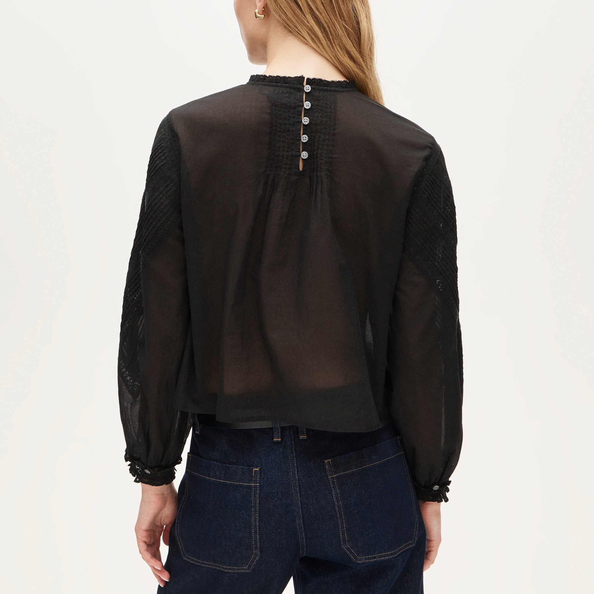 Lace-trim Pintuck Top In Cotton Voile For Women | J.Crew