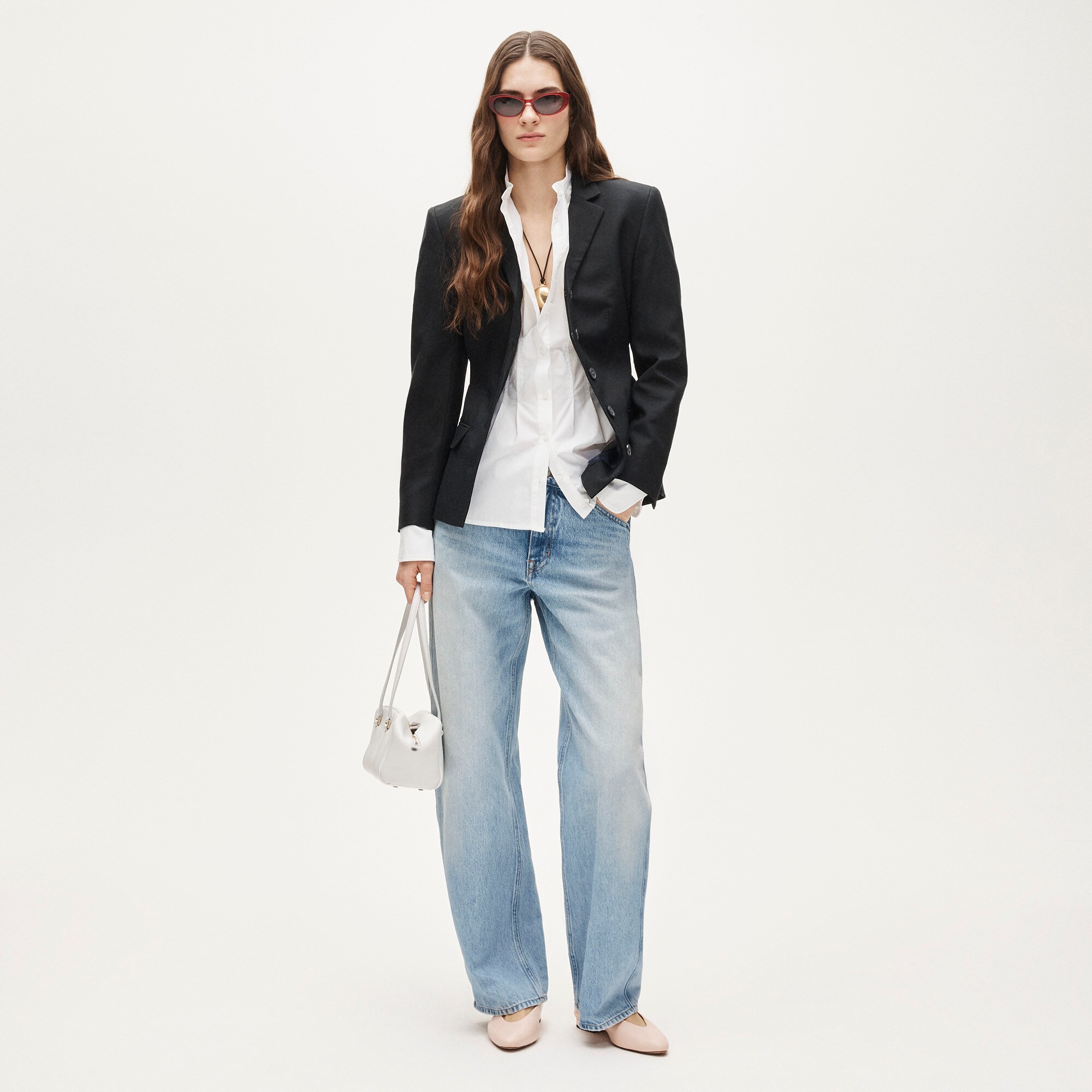 Cinched-waist shirt in cotton poplin
