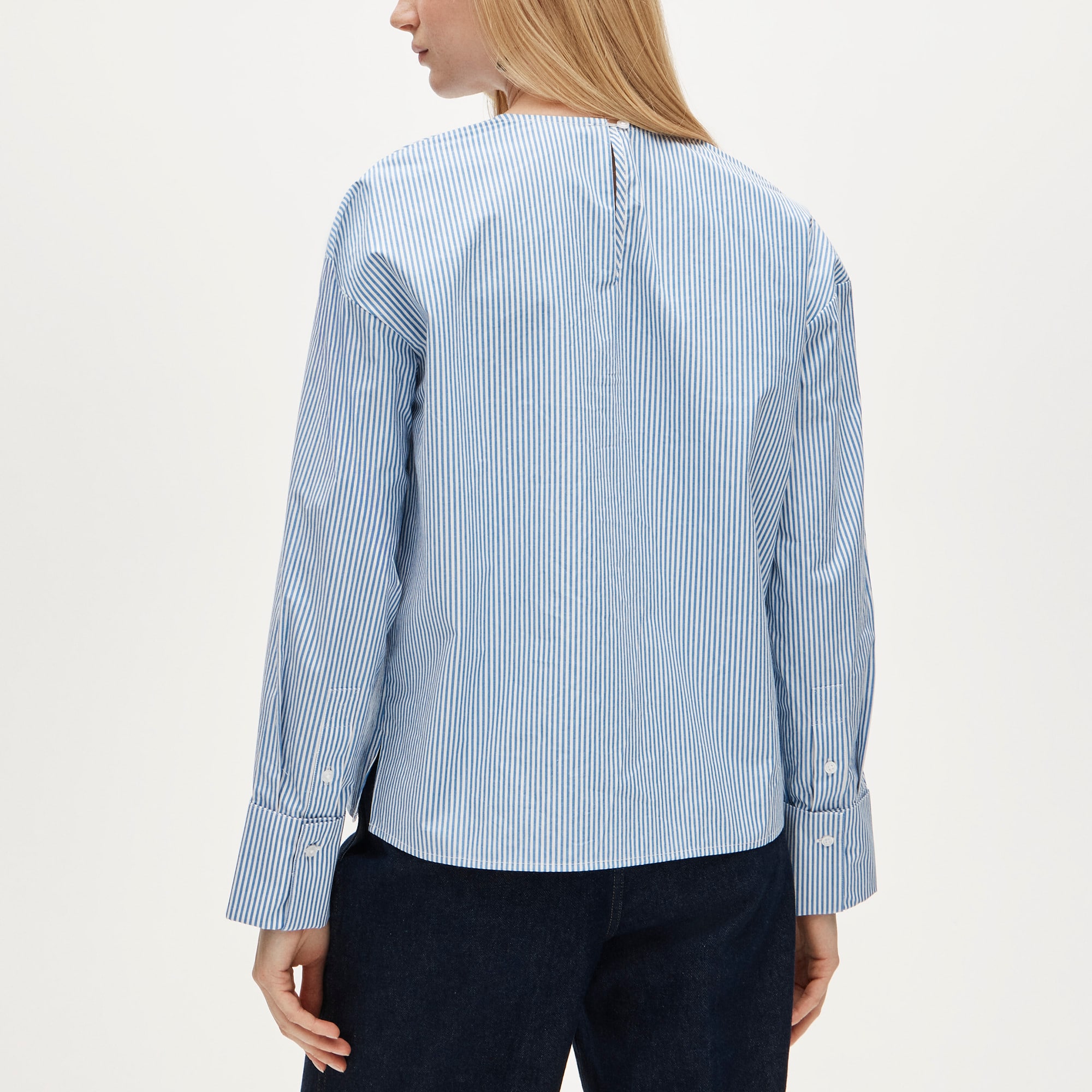 French cuff shirt in striped cotton poplin